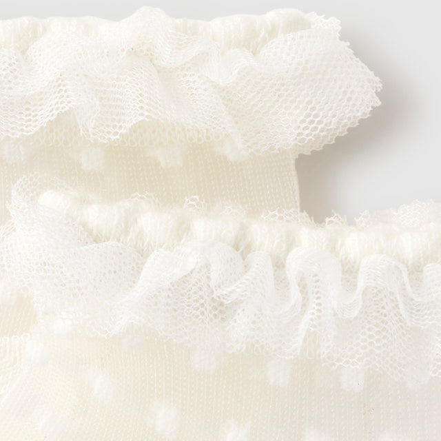 Baby Girl Natural Cream Plumeti Socks