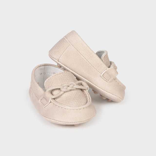 Baby Boy Wheat Linen-Look Moccasin Shoes