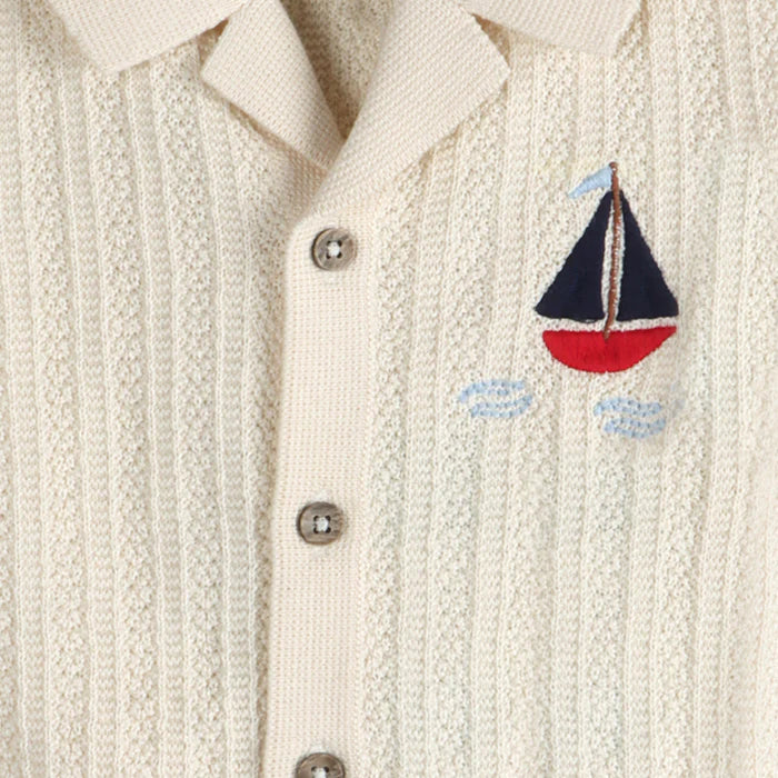 Organic Cotton Sailboat Embroidered Baby Set