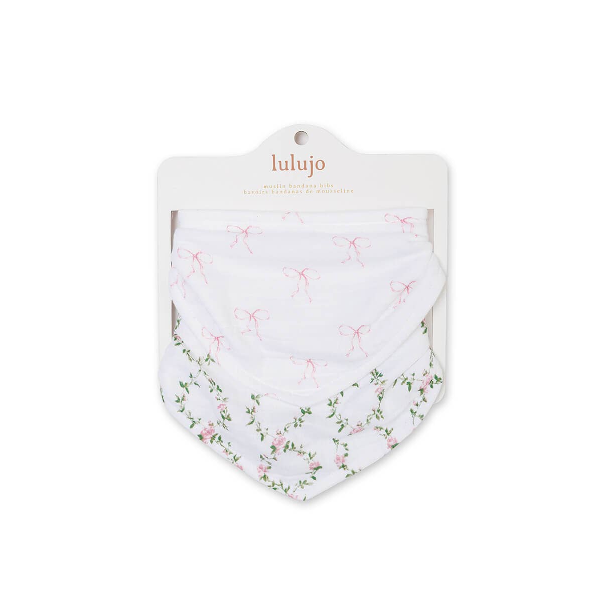Rose Trellis Bow Bandana Bibs – 2-Pack | Soft & Absorbent