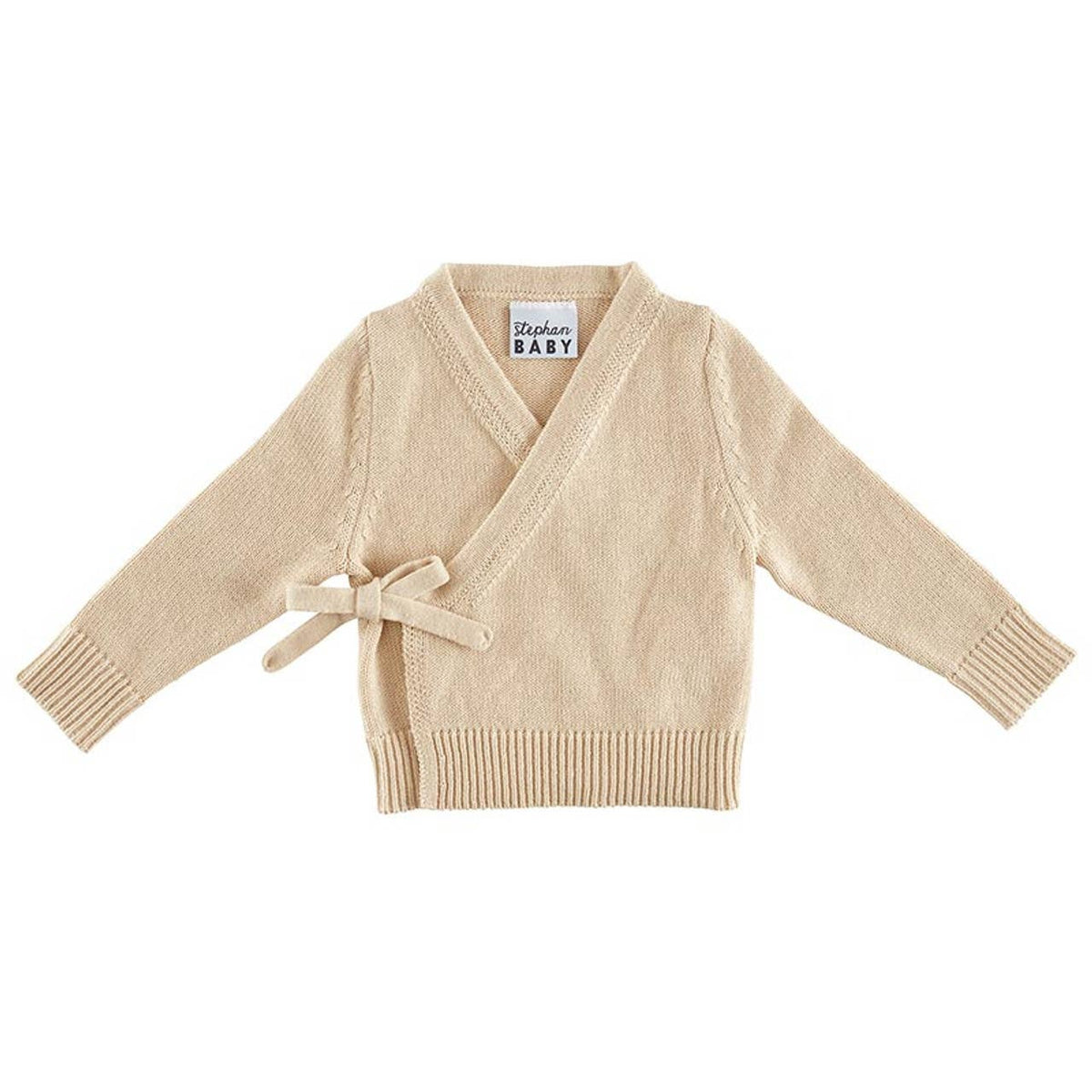 Two-Piece Knit Wrap Set - Oat: Hand Wash Cold. Do Not Bleach. Dry Flat. Do Not Iron. / 100 % Cotton Knit / 0-3M