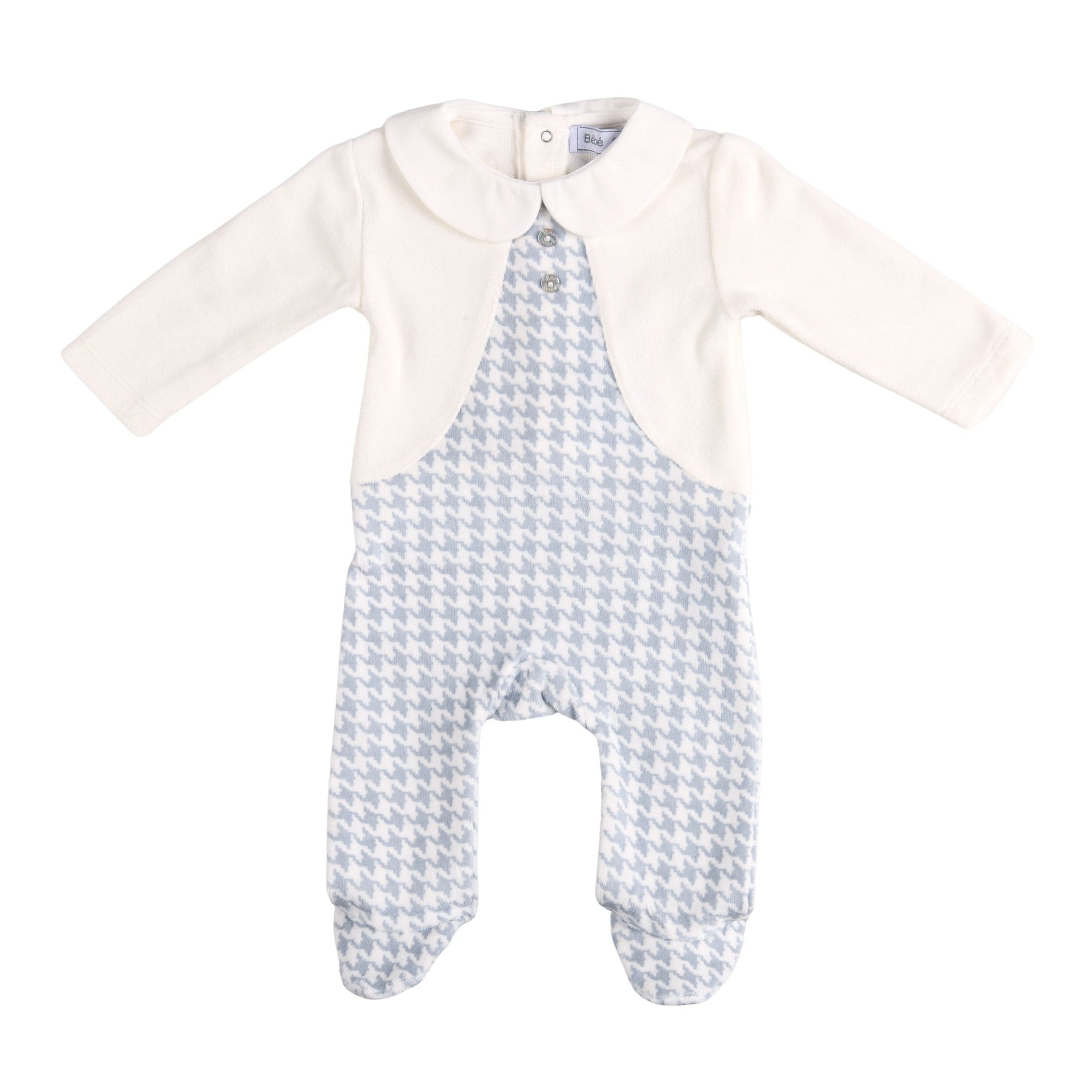 ELEONOR | Light Blue and White Houndstooth Baby Onesie