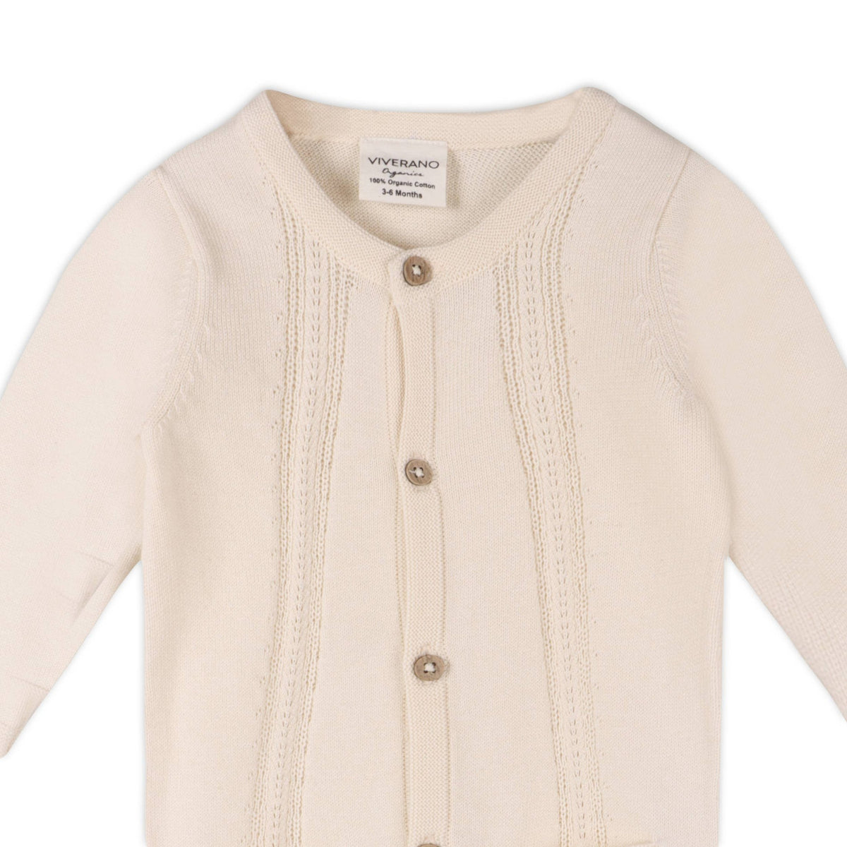 Natural Pointelle Sweater Knit Pocket Baby Jumpsuit