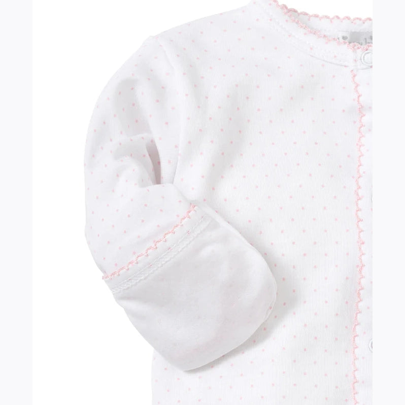 New Kissy Dots Print Footie and Hat Set Pink