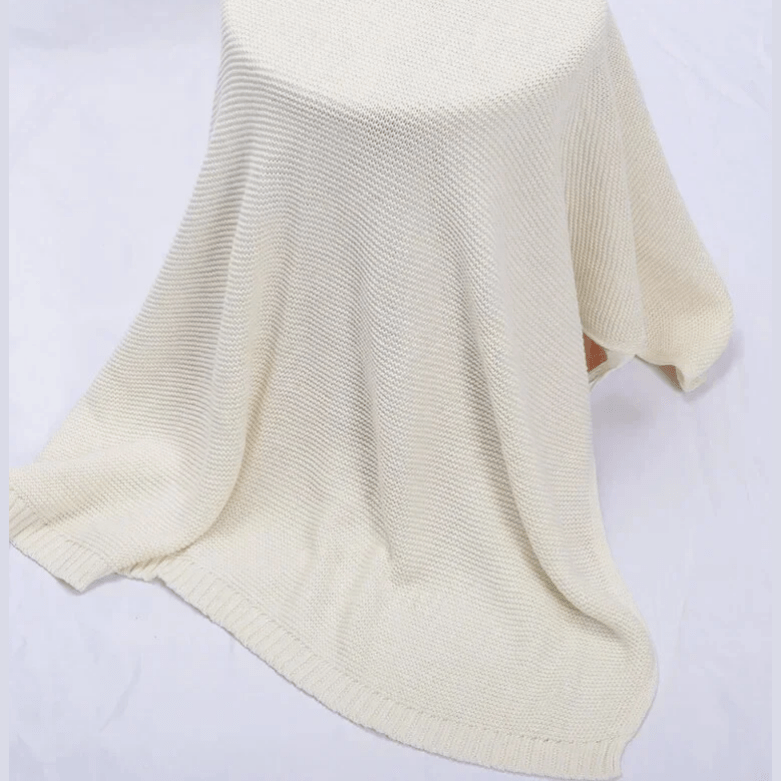 Cream Soft Cotton Bubble Knit Baby Stroller Blanket