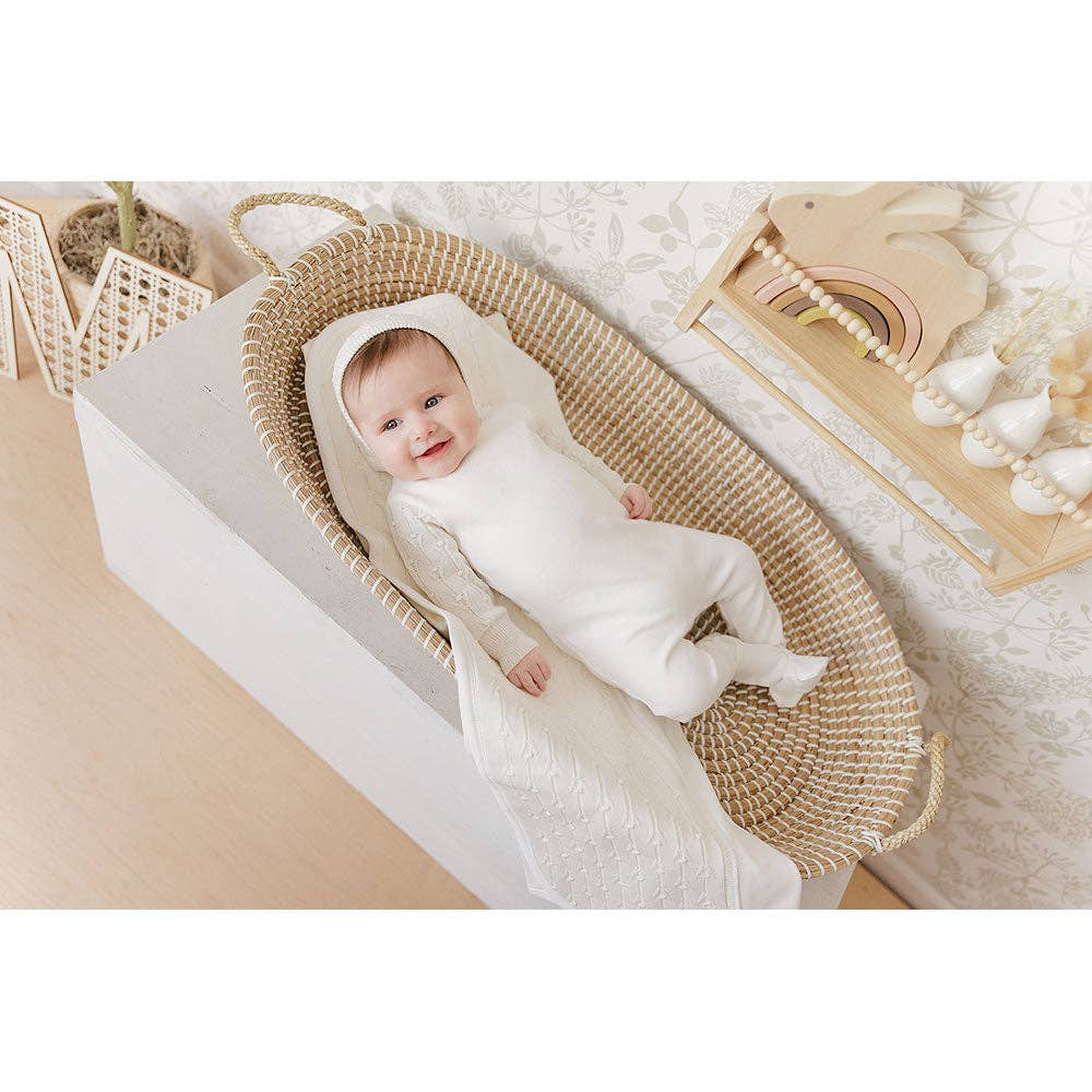 Luxe Texture Ivory Knit Baby Footie