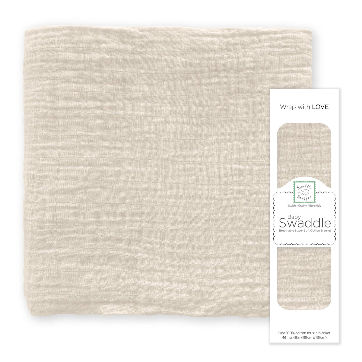 Oatmeal Muslin Swaddle Blanket, Premium Cotton
