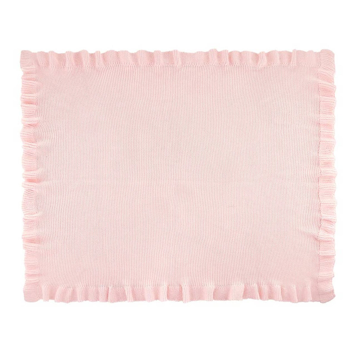 Knit Blankets with Ruffle - Pink: 100% cotton / 40" W x 32" H