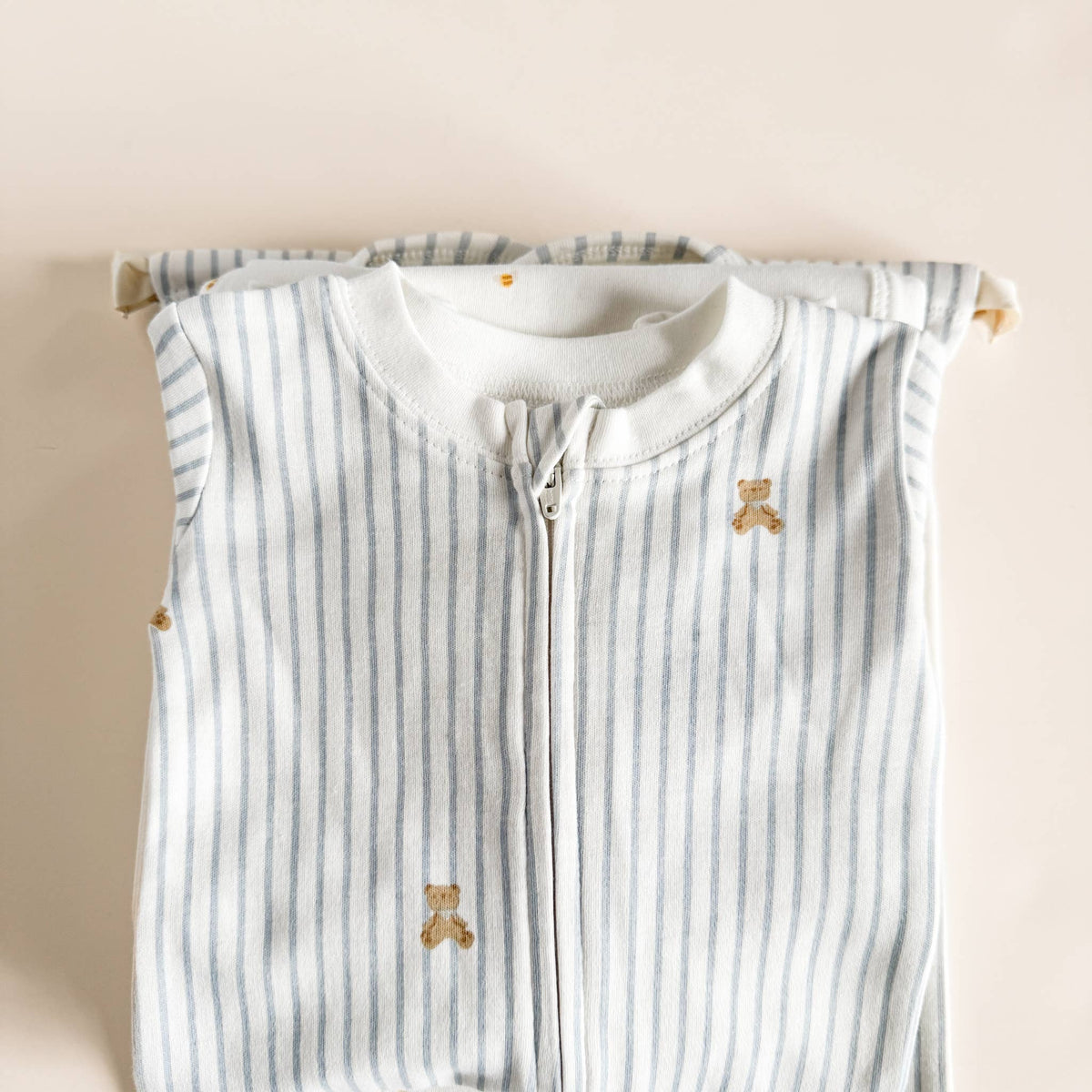 Knit Zipper Romper Teddy Bear Blue Baby Organic Newborn Gift: Blue / 0-3m