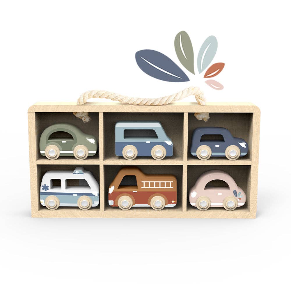 6-Piece Wooden Car Display Set