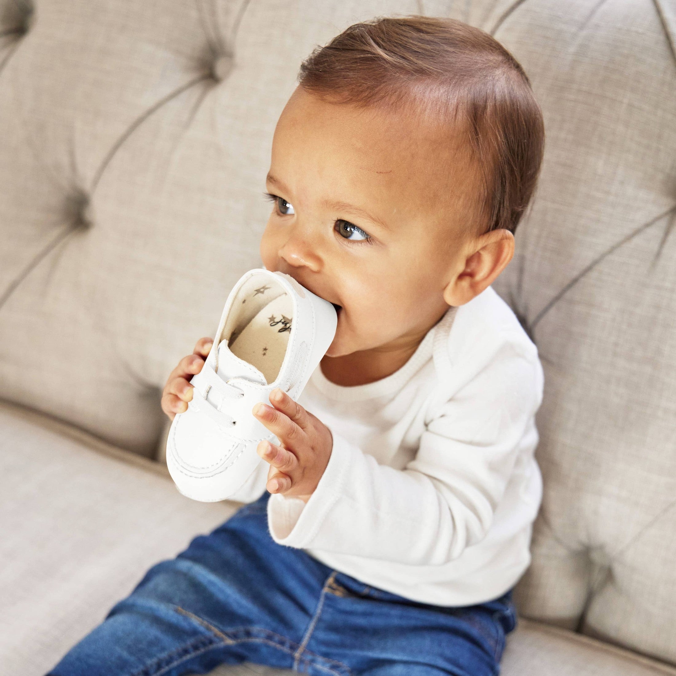 Eco Steps Snowy White Baby Boat Shoes