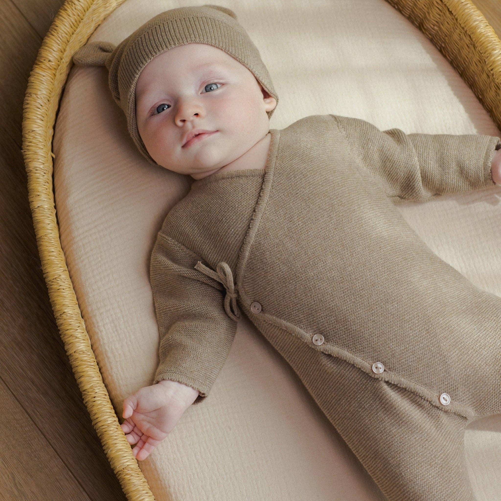 Heathered Mocha Wrap Footie with Side Tie & Cozy Fit