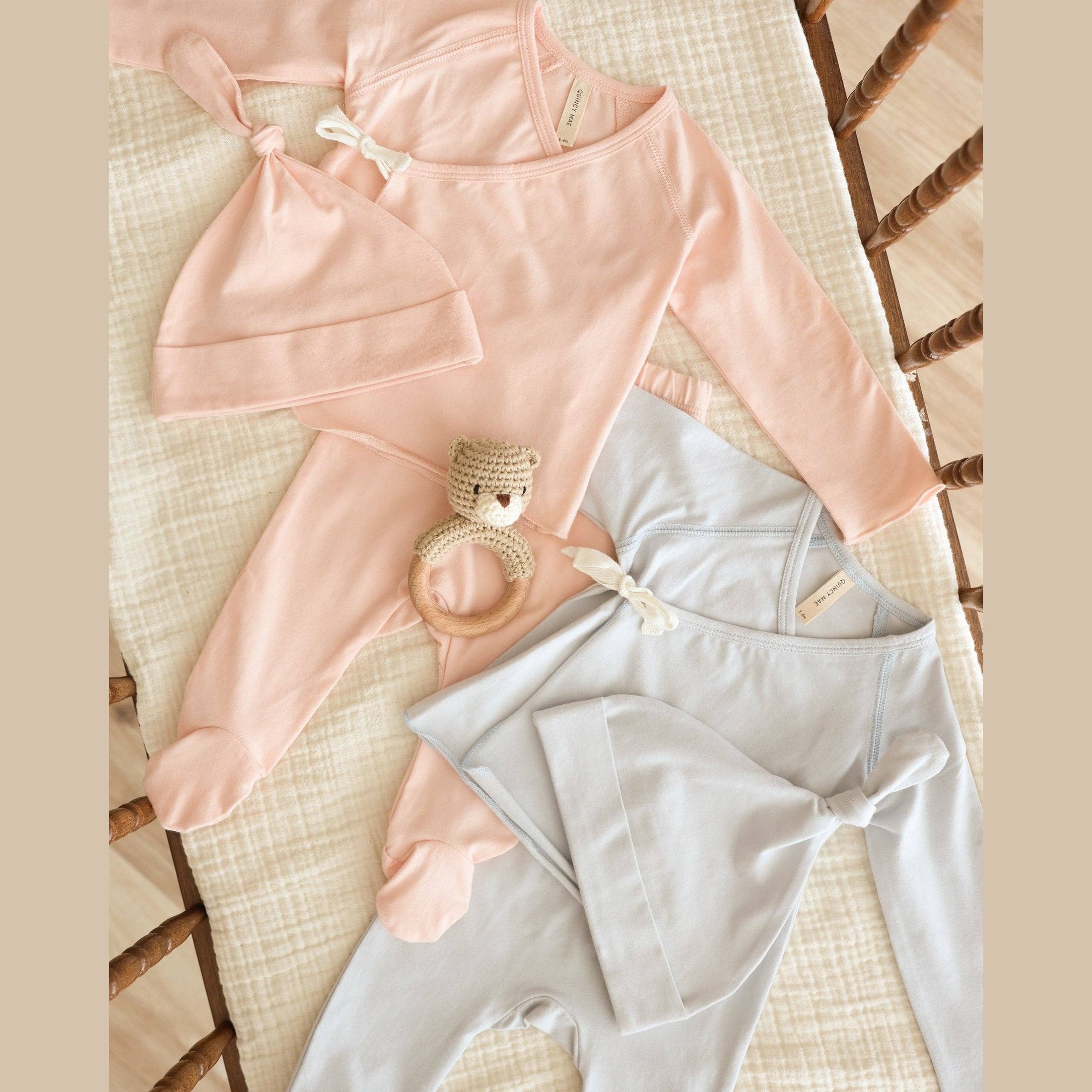Baby Soft Ribbed Kimono & Footed Pant Set Petal