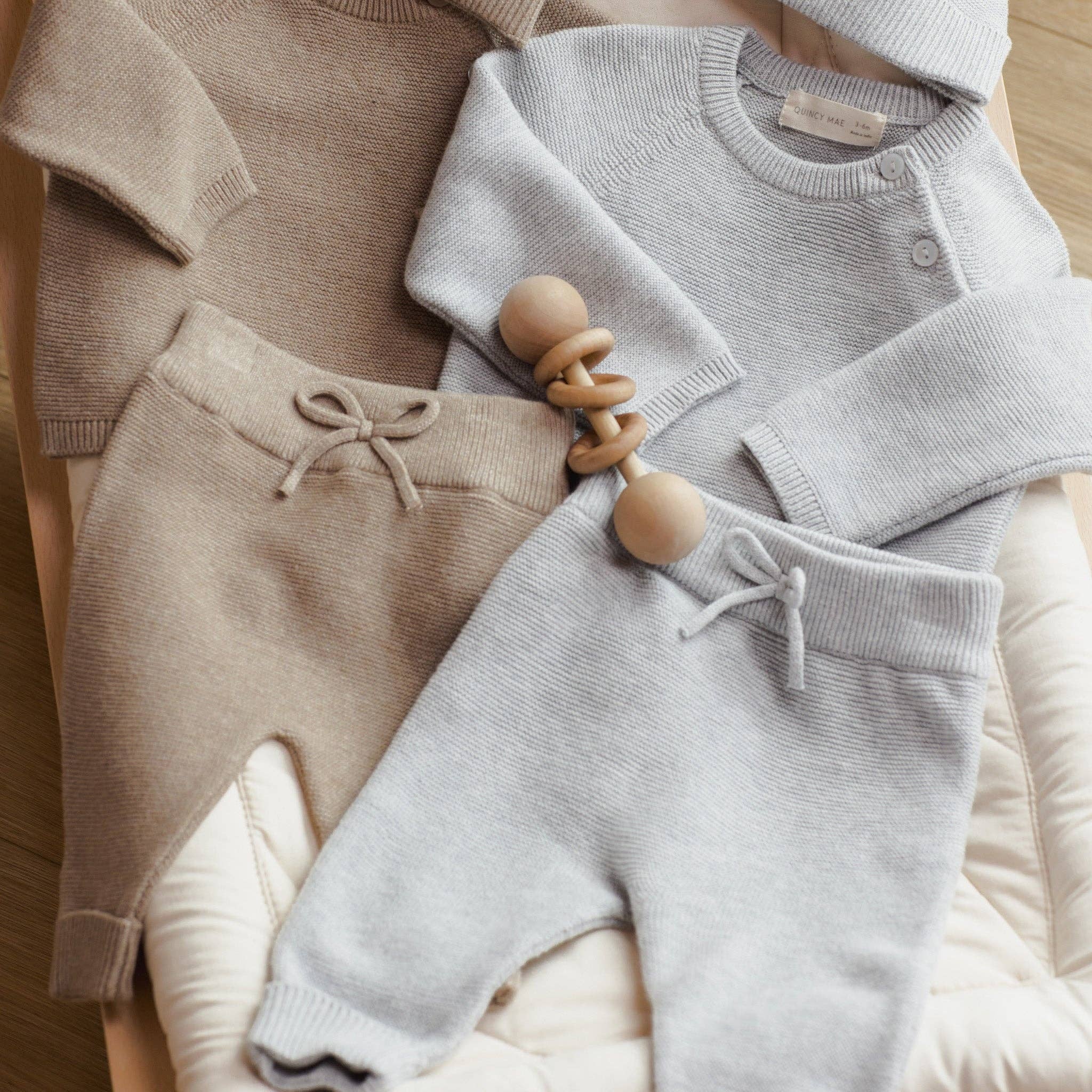 Baby & Toddler 2-Piece Dusty blue Fine Knit Sweater and Ribbed Pant Set