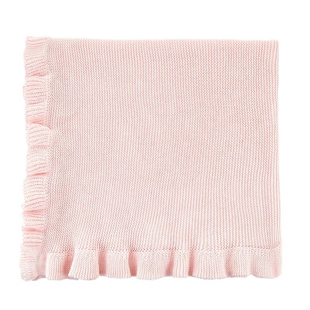 Knit Blankets with Ruffle - Pink: 100% cotton / 40" W x 32" H
