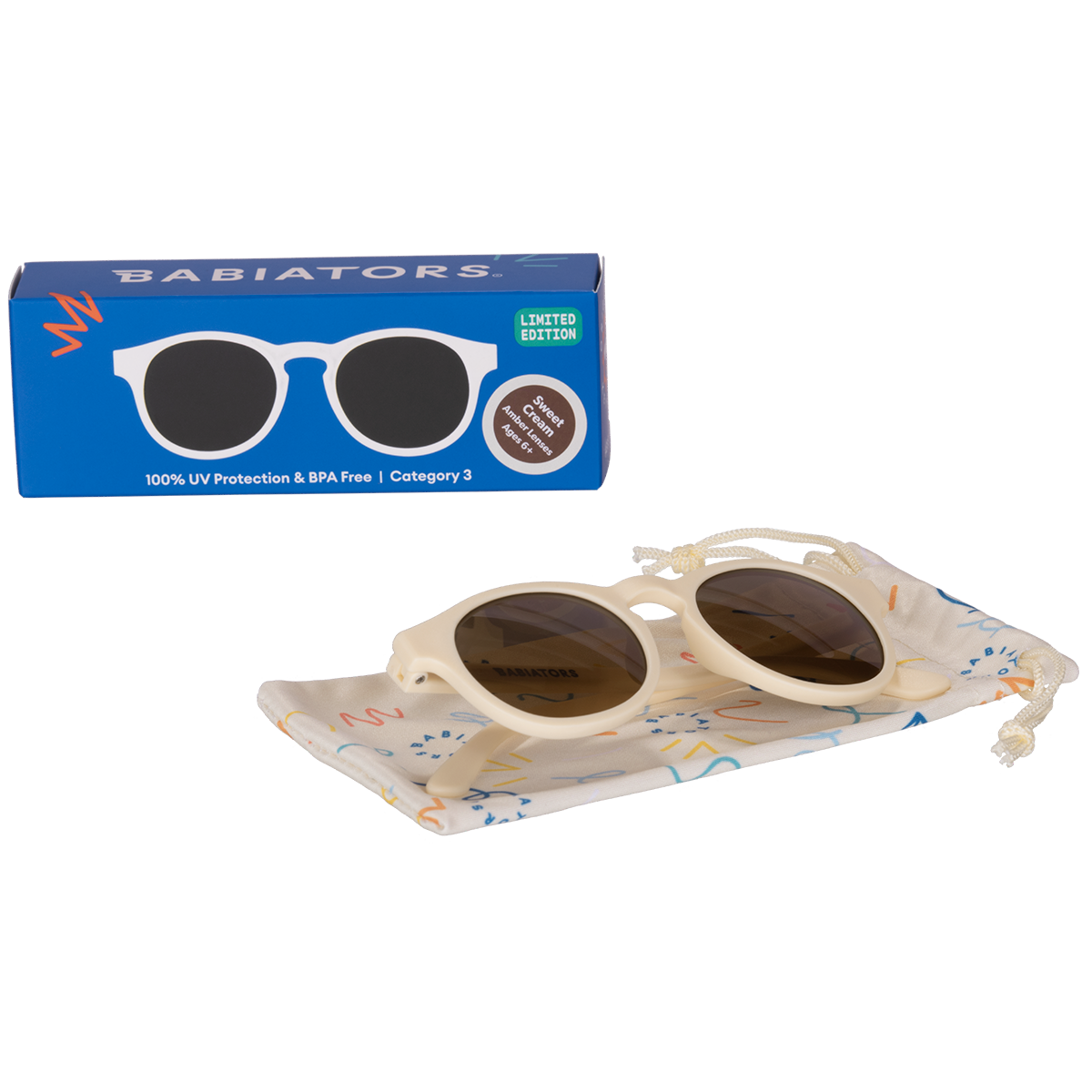 Baby &  Kids Sweet Cream Keyhole Sunglasses with Amber Lens: Ages 6+