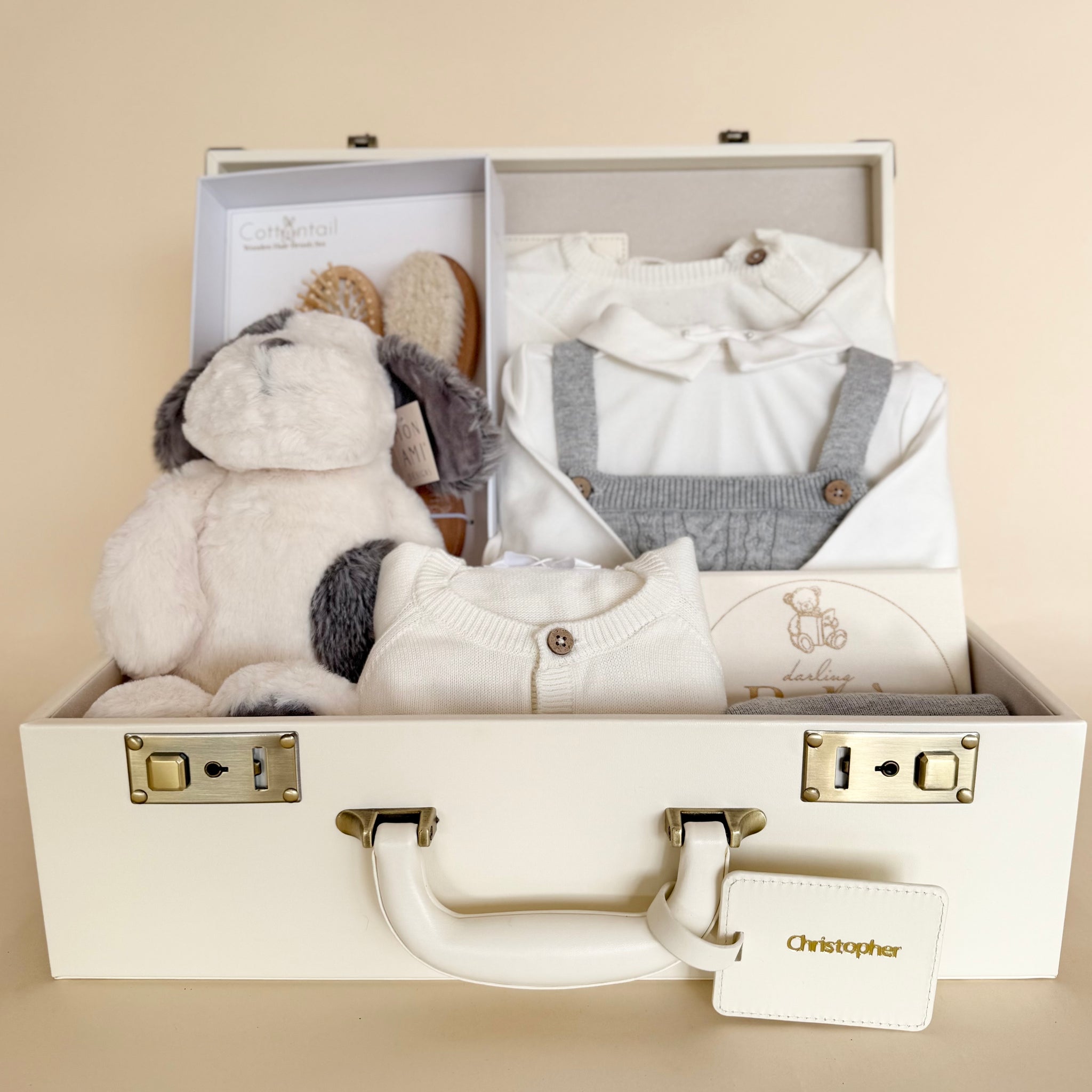 スナッグルズ ぬいぐるみ セット Snuggles, Knits & Puppy Kisses Gift Set – Cottontail Children's