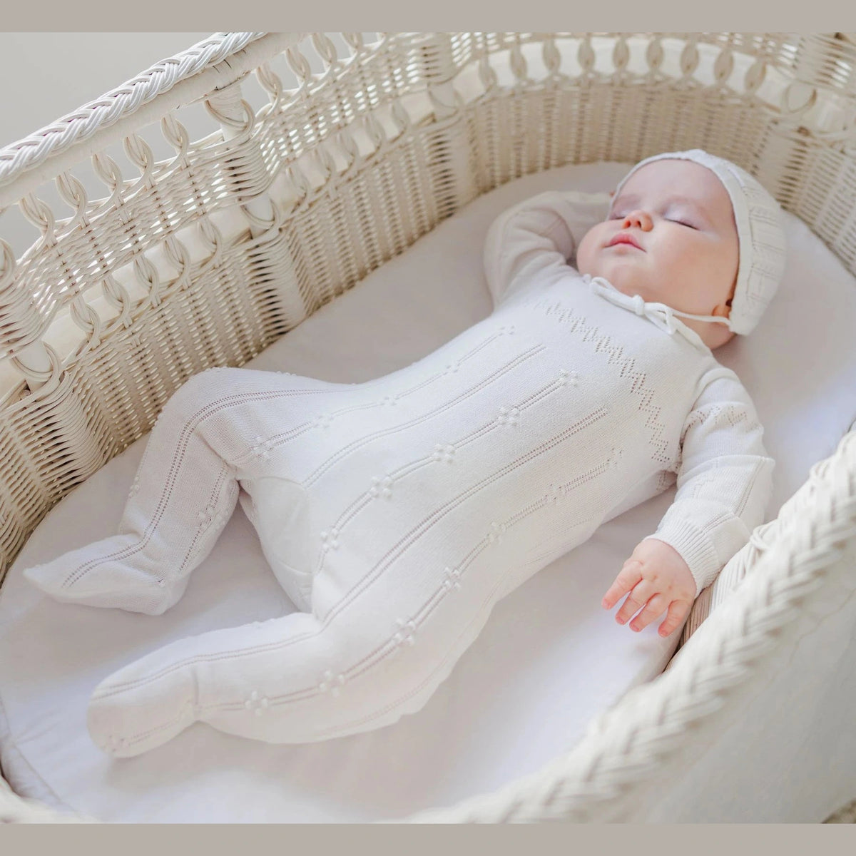 Vintage Knit Romper with Bonnet