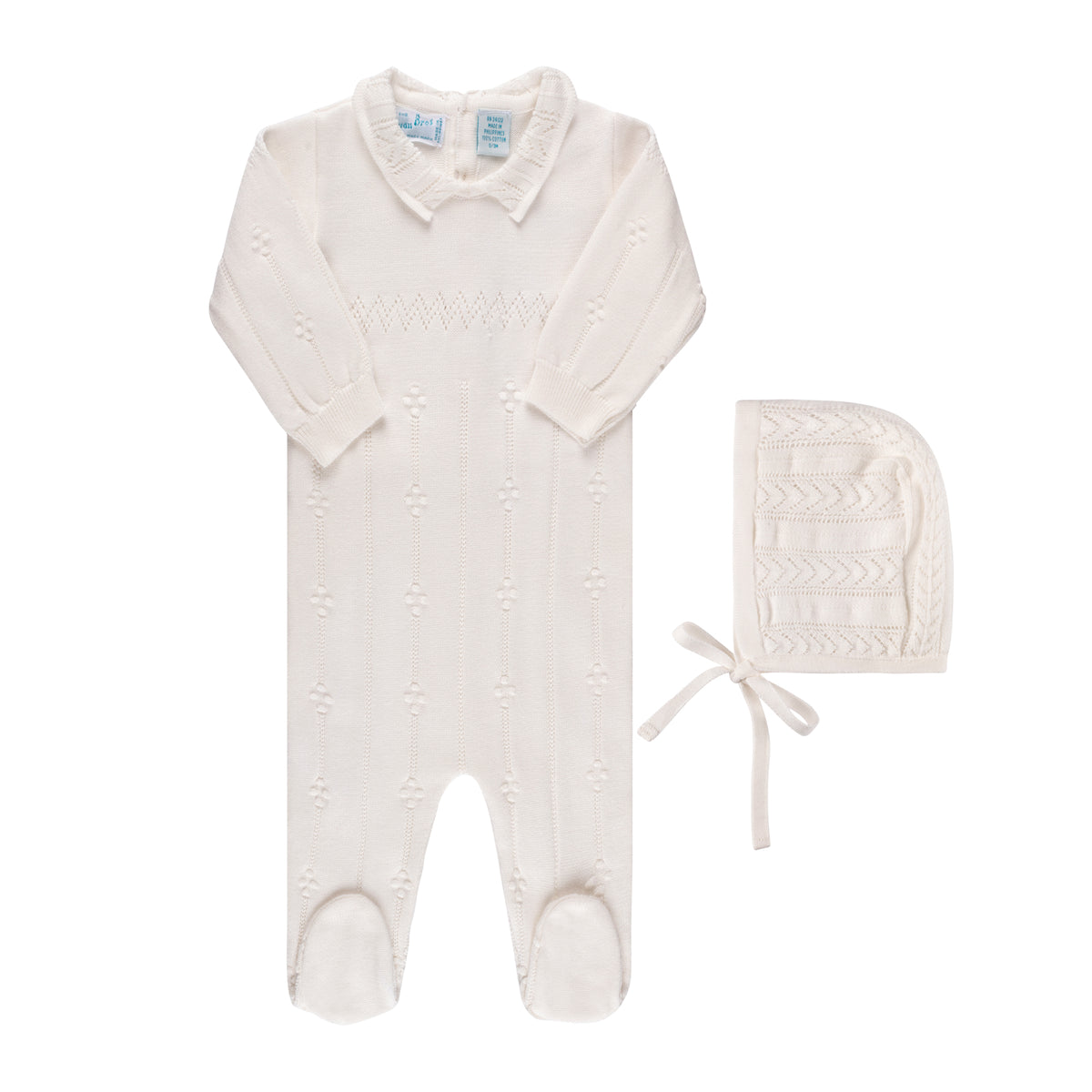 Vintage Knit Romper with Bonnet
