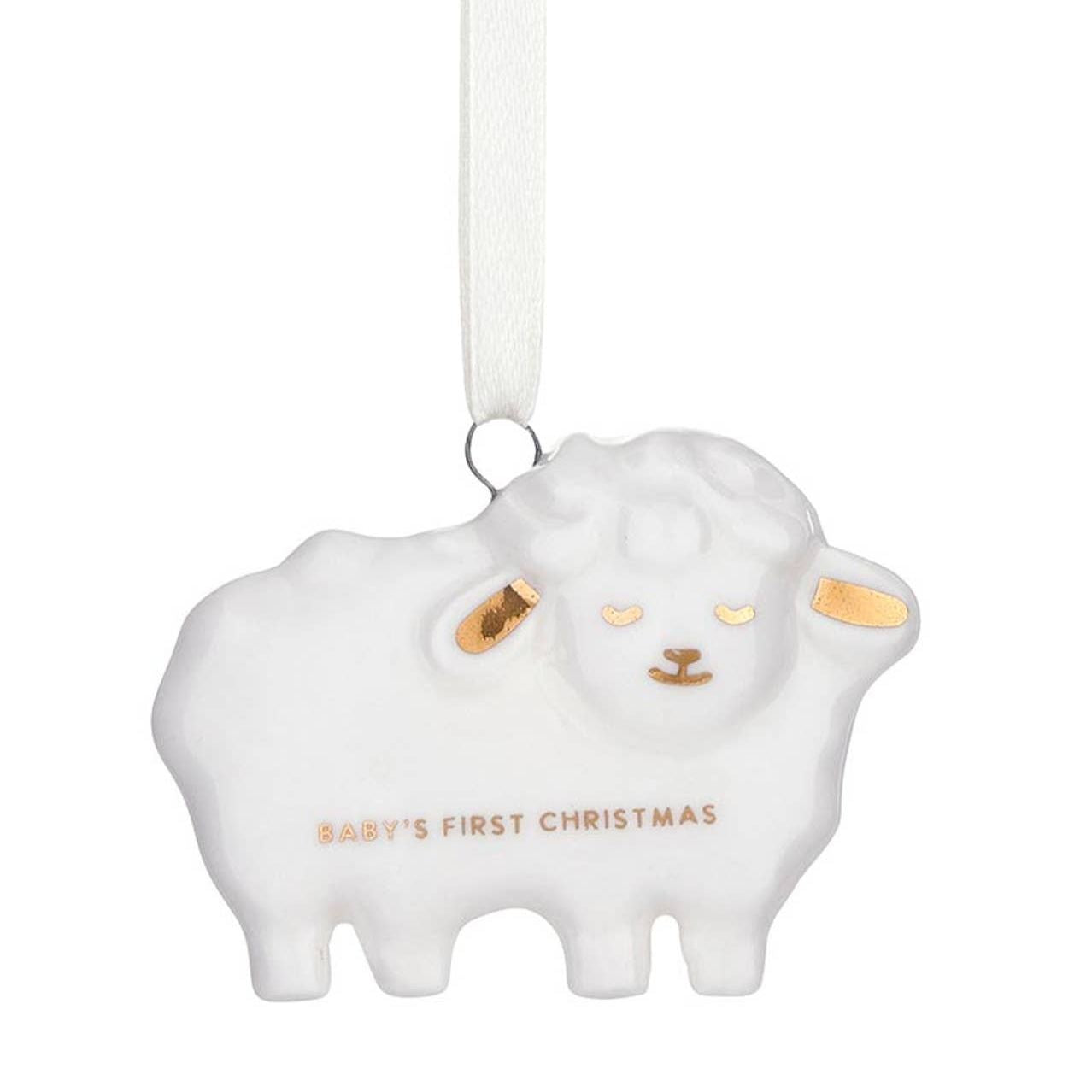 Baby's First Christmas Lamb Ceramic Ornament