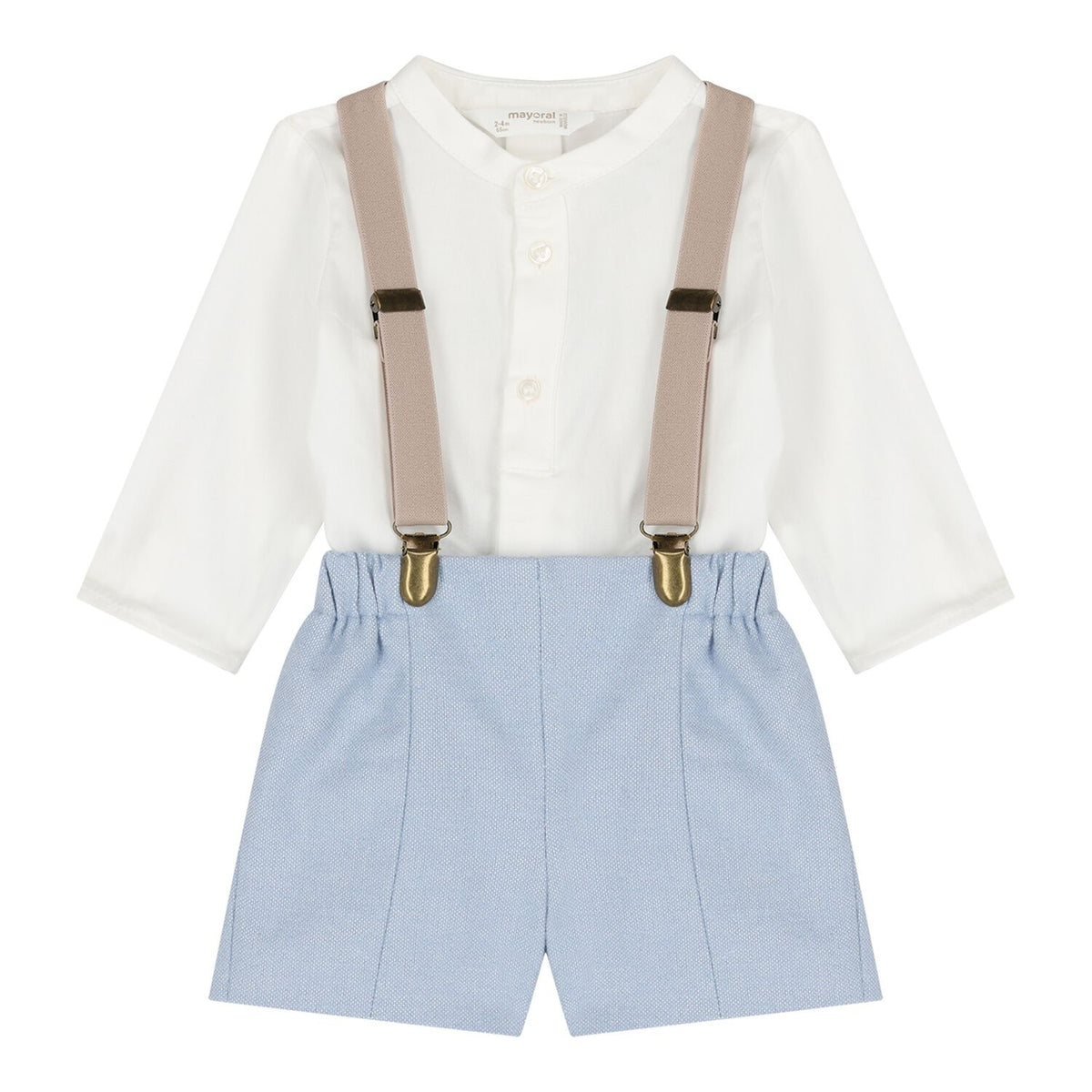 Baby Boys Shirt & Suspender Shorts Set Blue