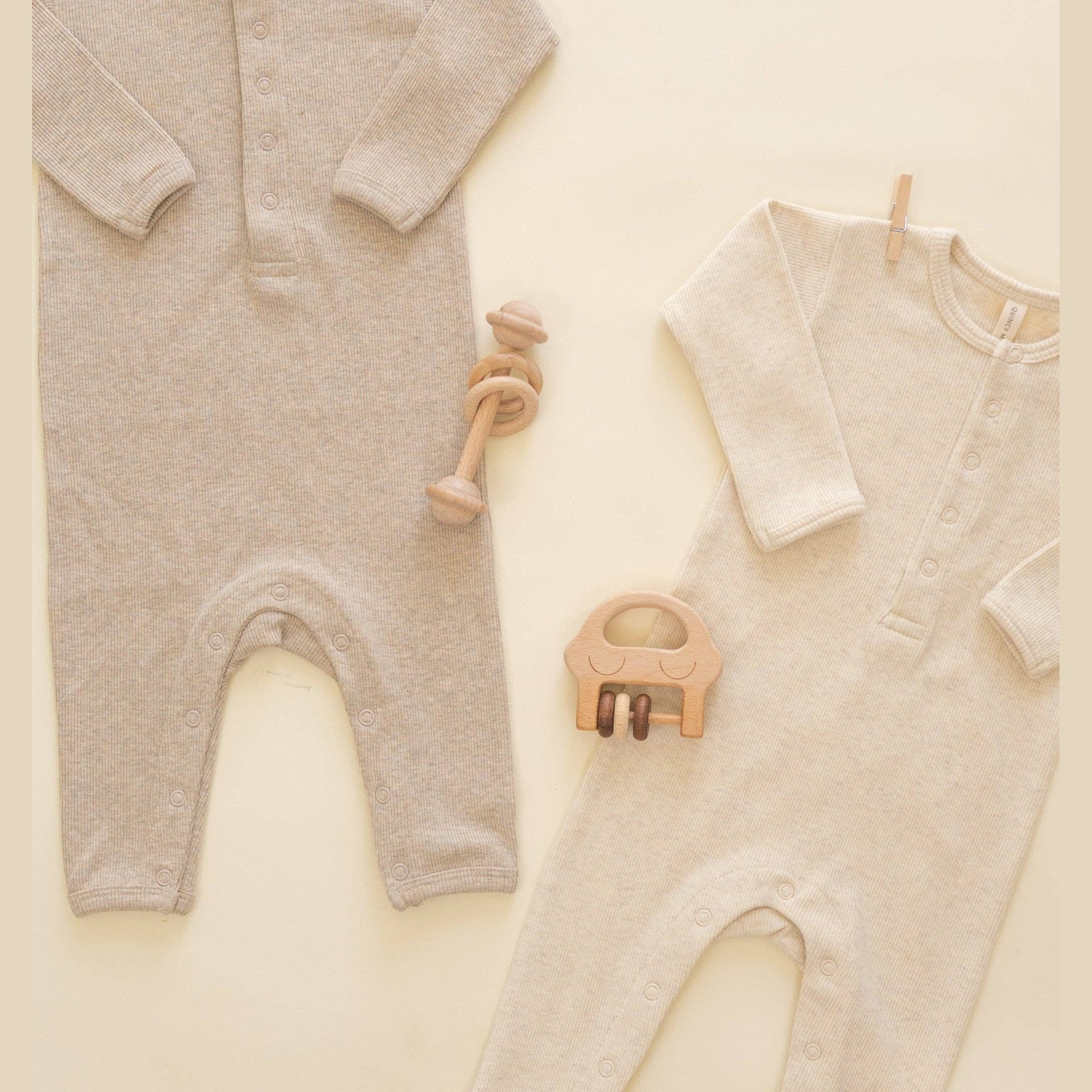 Oatmeal Long Sleeve Knitted Baby Bodysuit