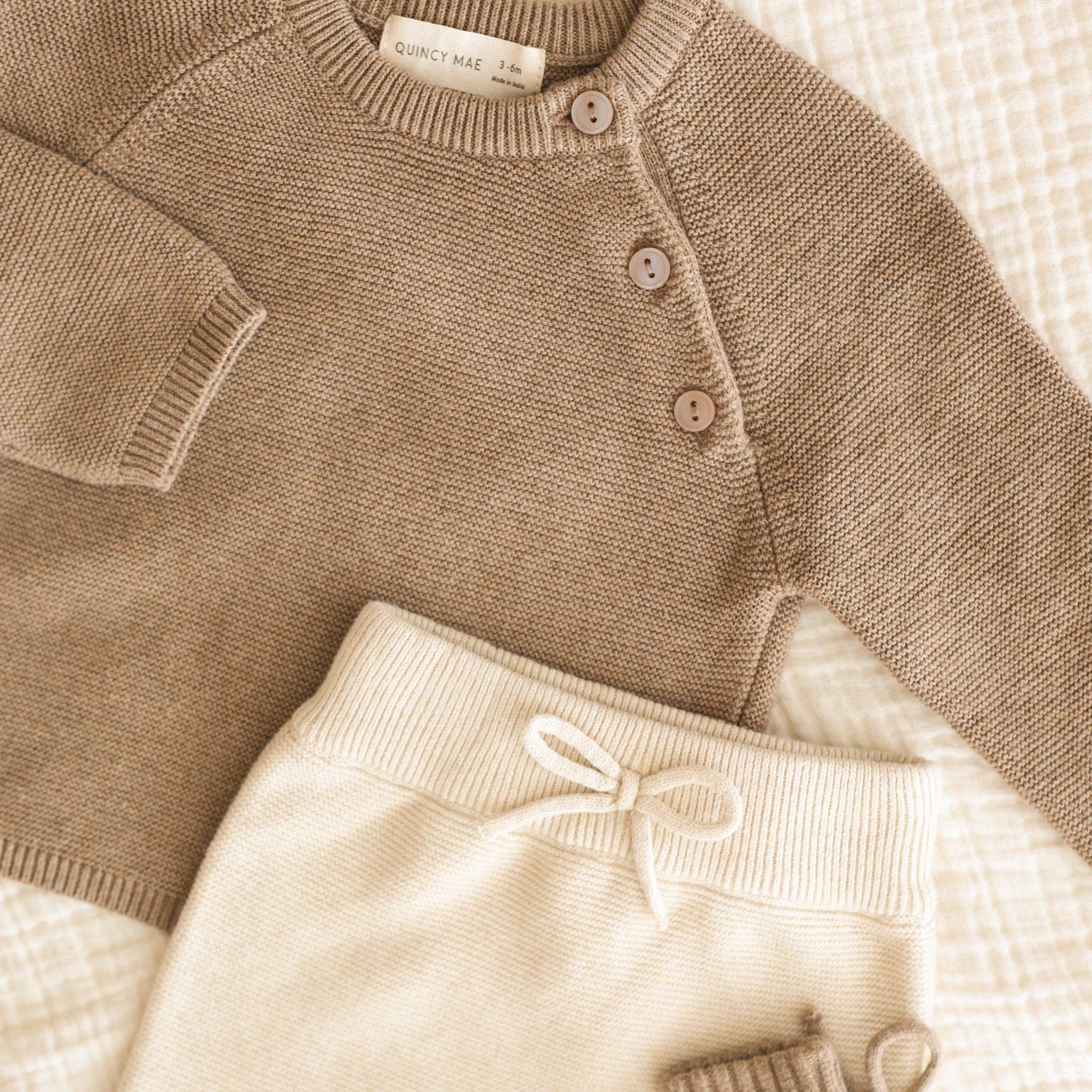 Baby 2-Piece  Brown Fine Knit Sweater and Pant Set