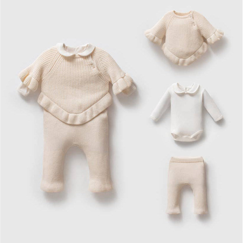 Baby Girl Cream Knit Clothing Set
