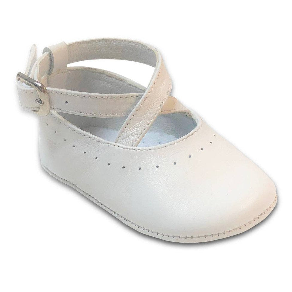 Crossed Straps Pre-Walker Baby Shoes – White