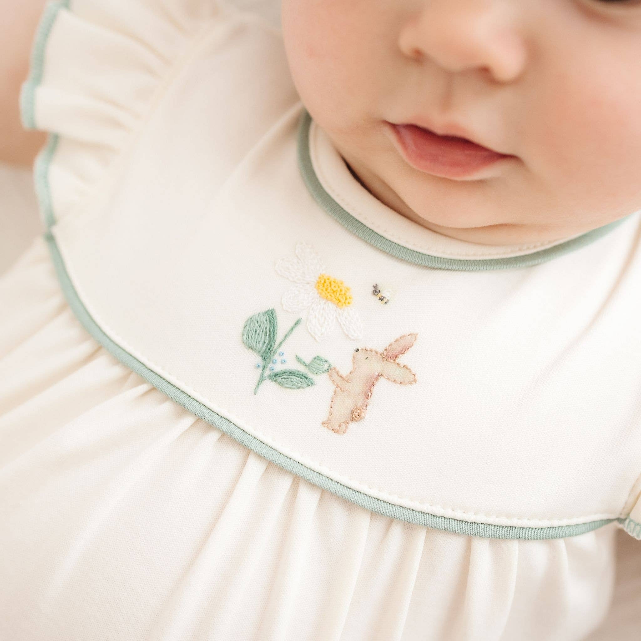 Bunny's Daisy Garden Embroidered Bubble by Luna and Arlo
