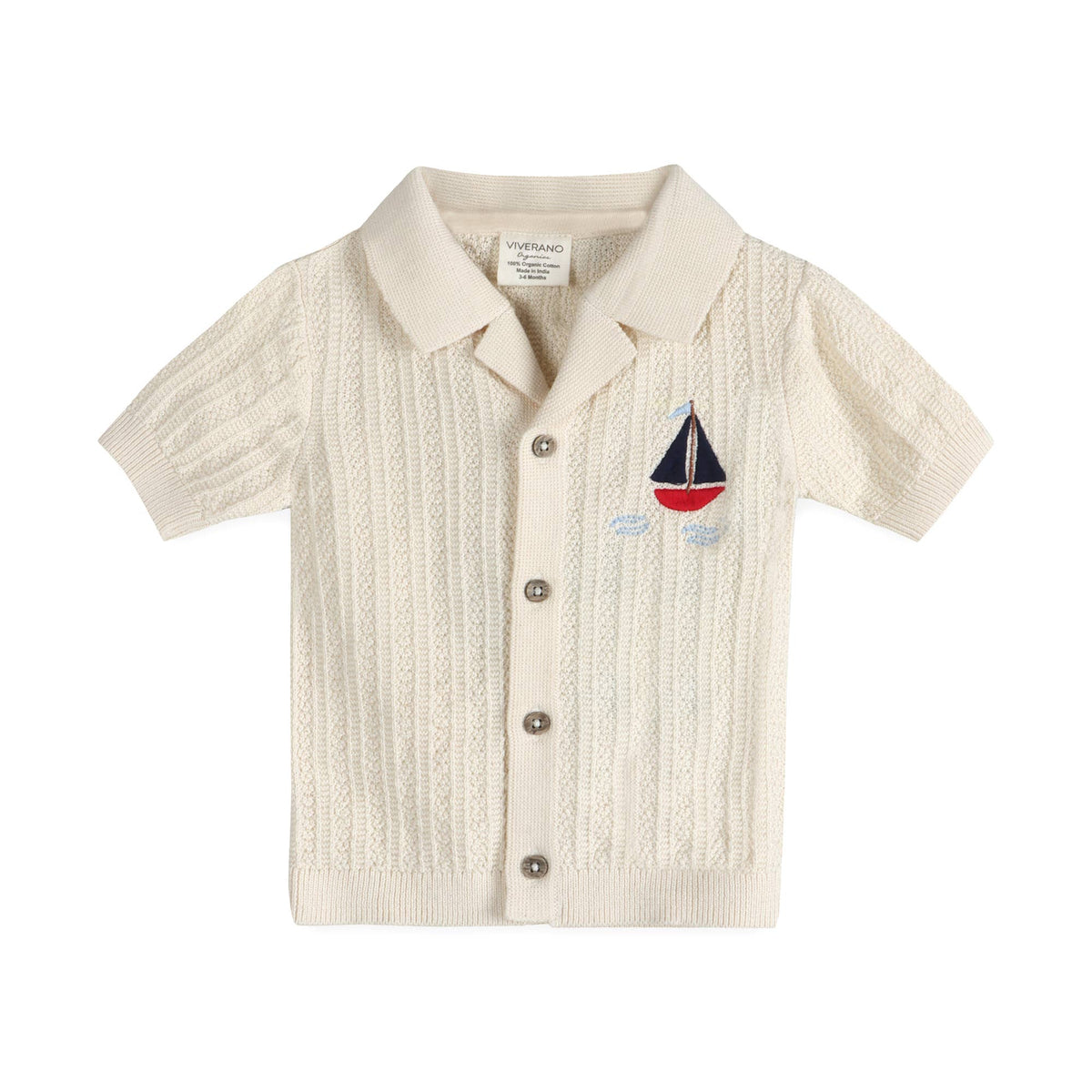 Sailboat Embroidered Baby Shirt & Shorts Set (Organic): Natural / 3-6M