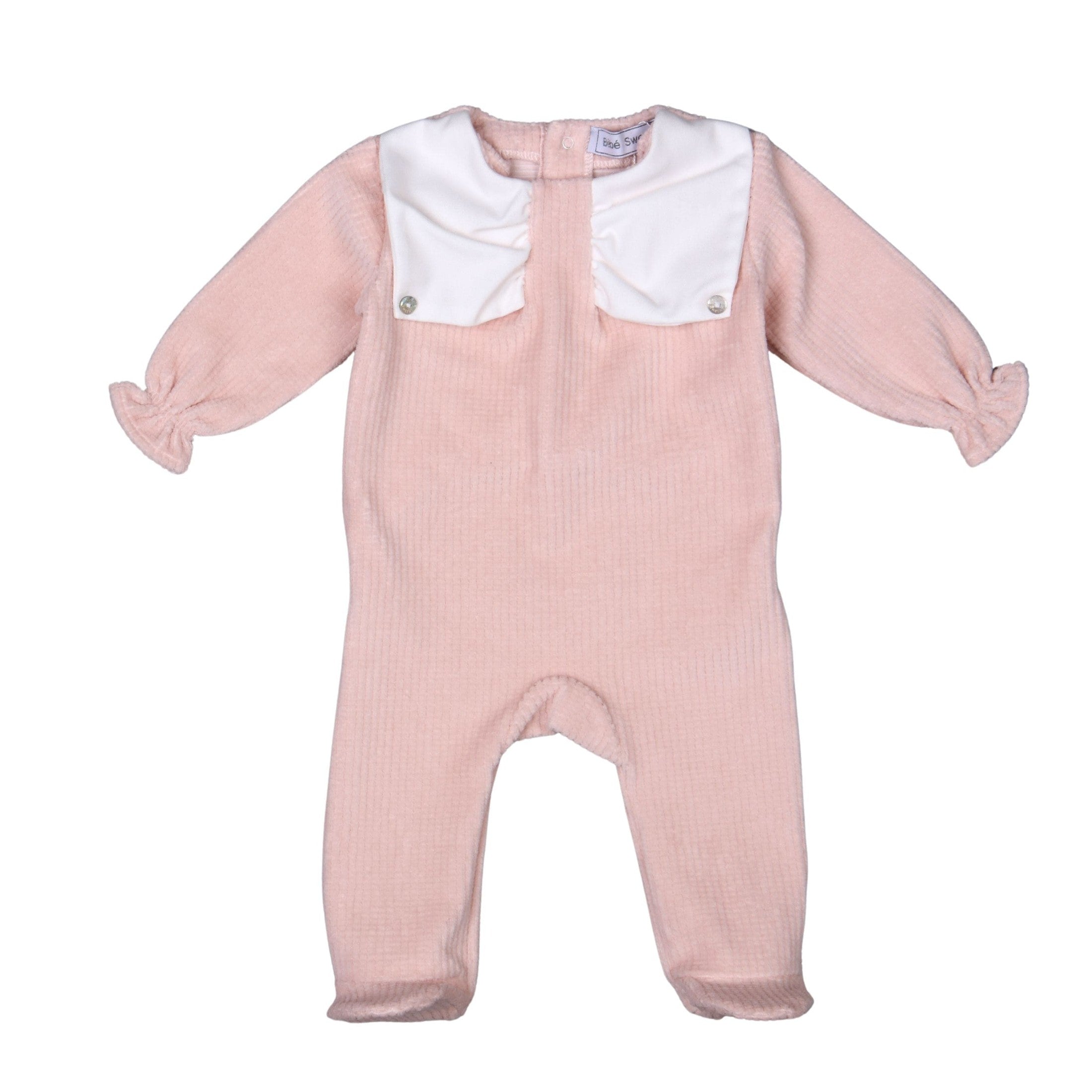 Pink Embossed Velour Babygrow