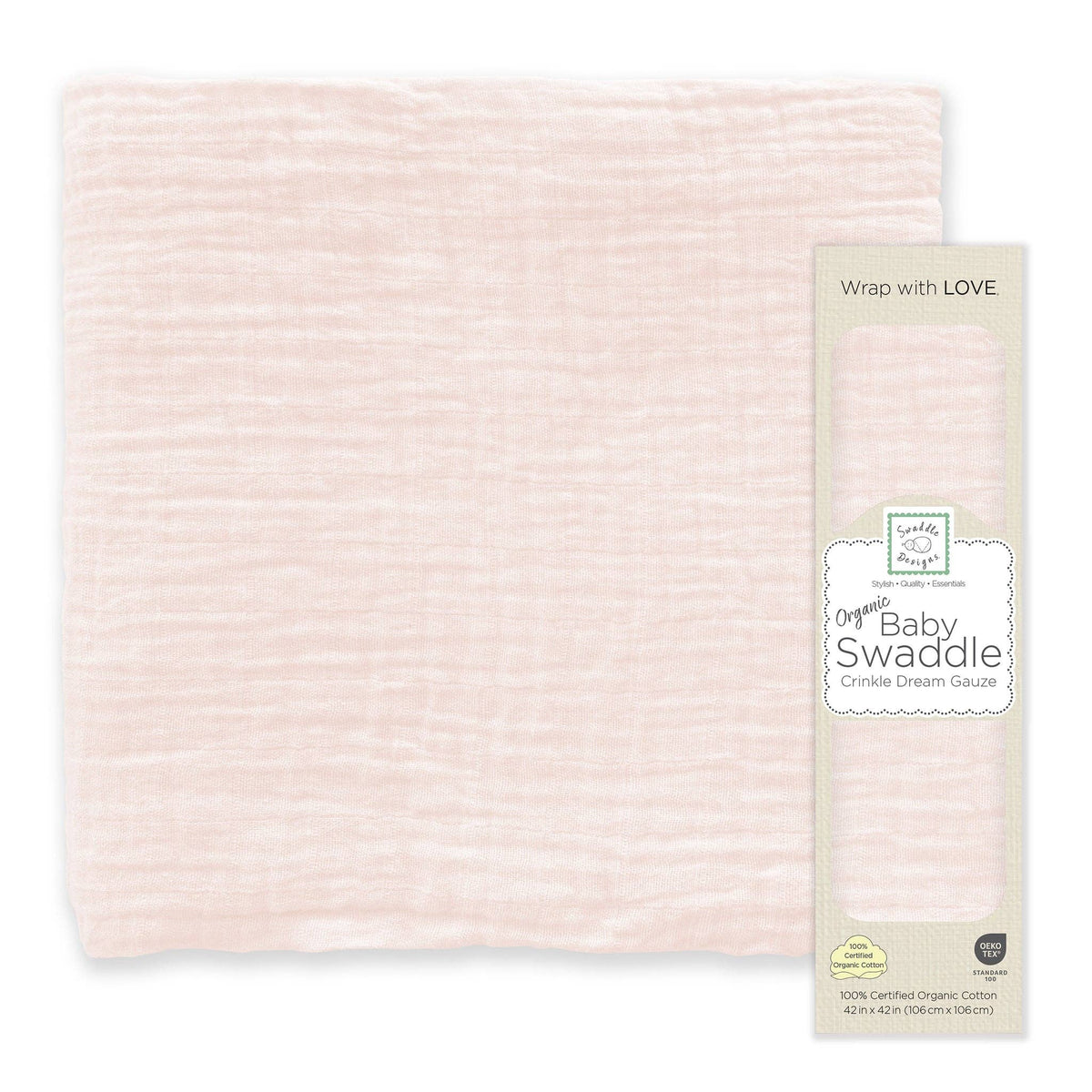 Organic Crinkle Dream Gauze Swaddle Blanket - Soft Pink