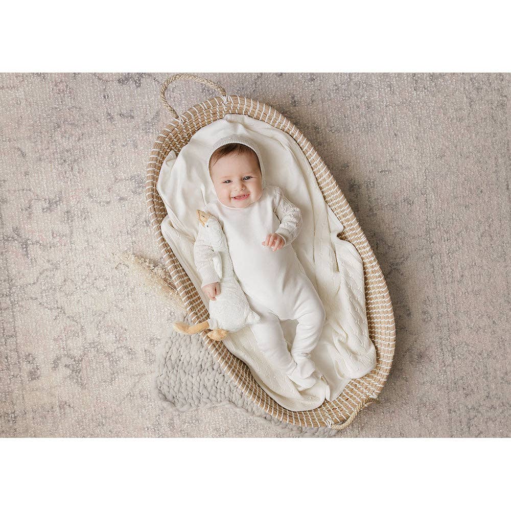 Luxe Texture Ivory Knit Baby Footie
