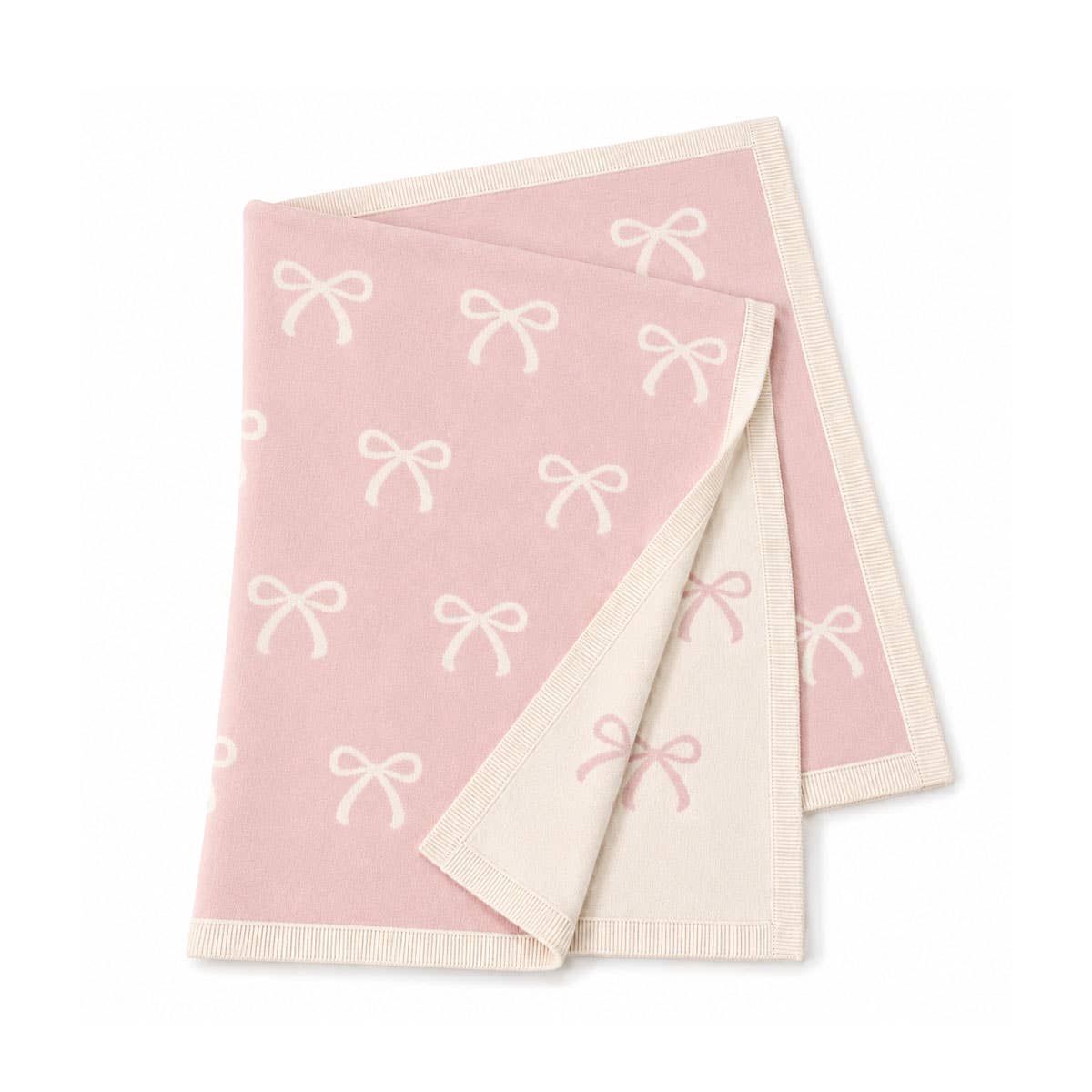 Sweet Bow - Organic Cotton Knit Baby Blanket: Sweet Pink / One Size