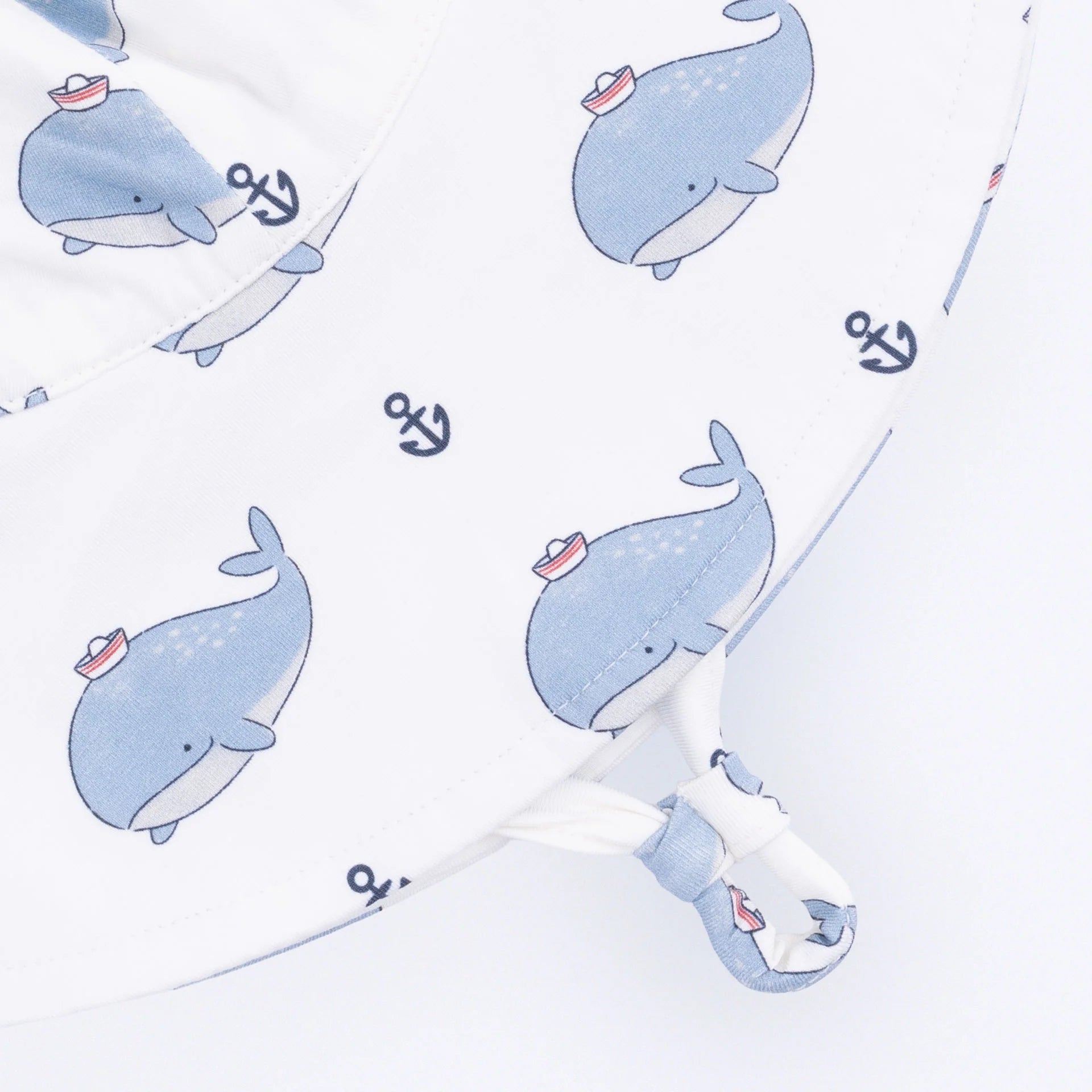 Bubbly Sailor Whales Blue Wide Brim Sun Hat