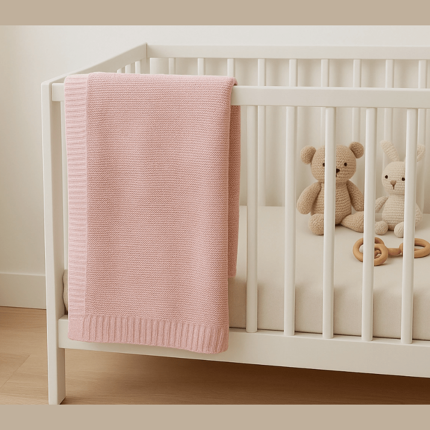 Cream Soft Cotton Bubble Knit Baby Stroller Blanket
