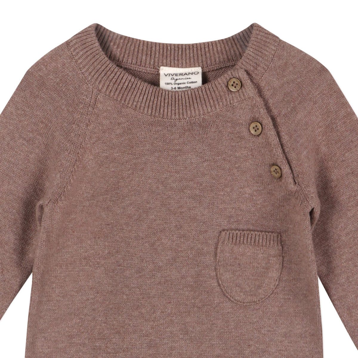 Side Button & Pocket Knit Baby Jumpsuit (Organic Cotton): Cafe Latte / 6-12 Month