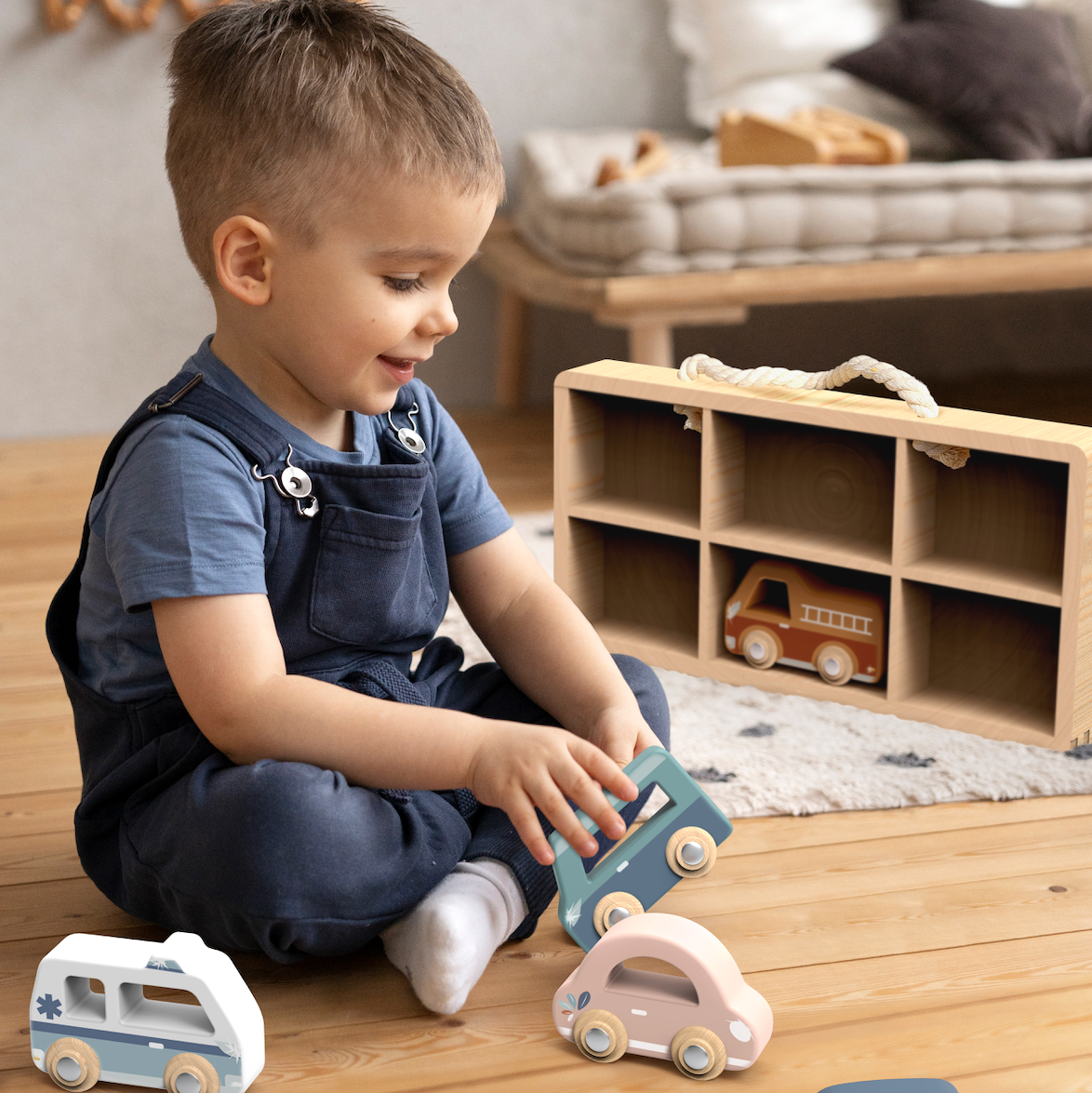 6-Piece Wooden Car Display Set