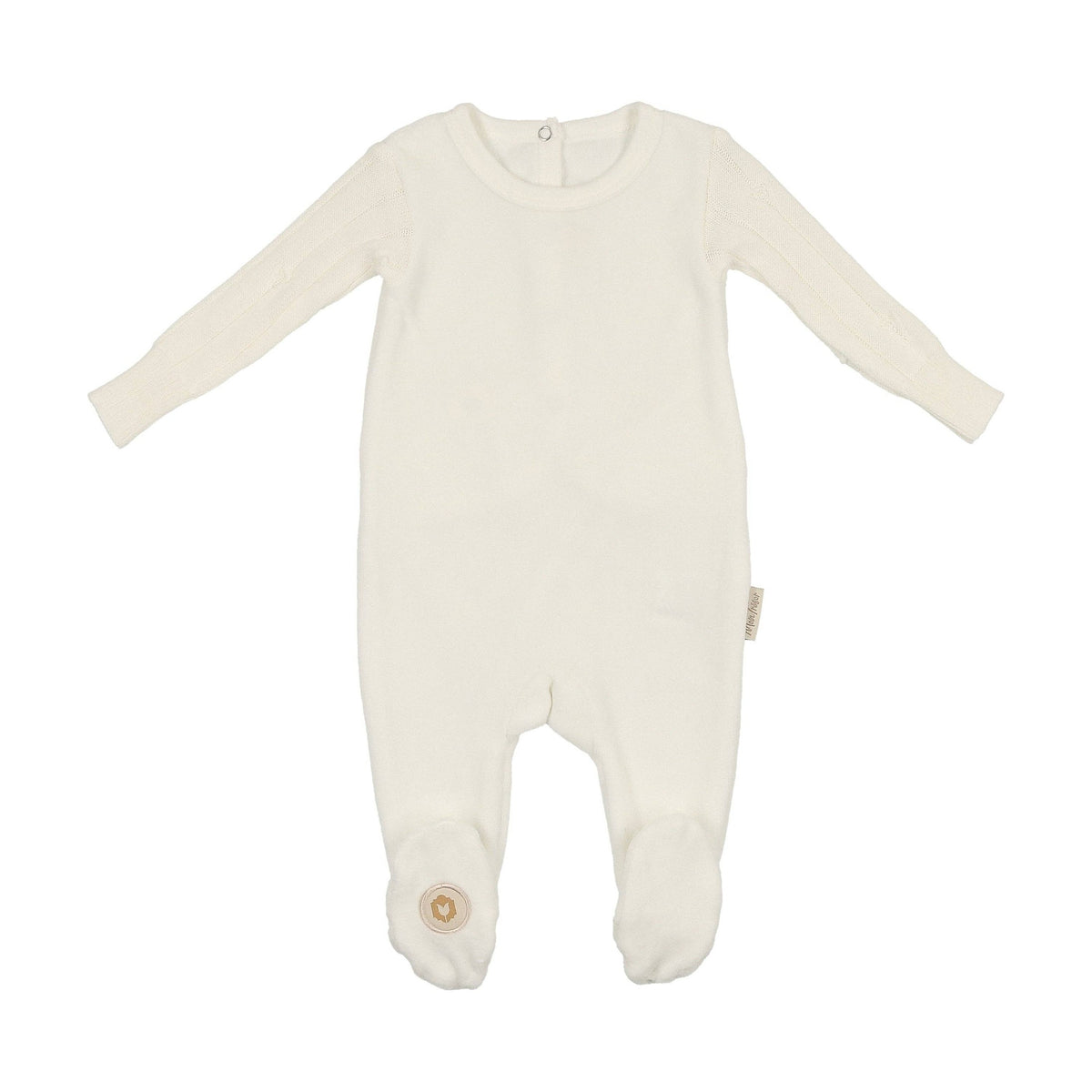 Luxe Texture Ivory Knit Baby Footie