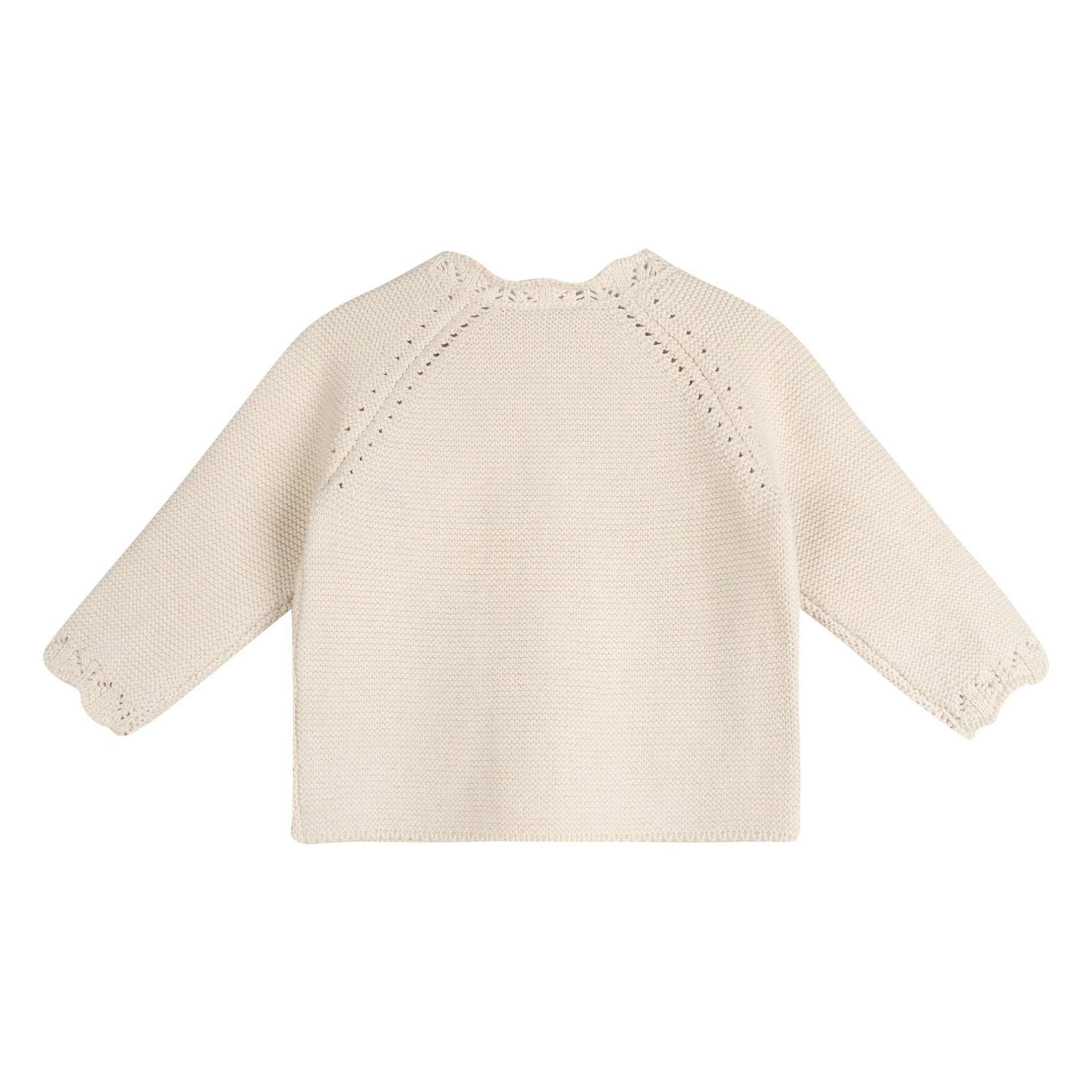 Anna Crochet Flower Knit Baby Cardigan (Organic Cotton): Ecru / 6-12M