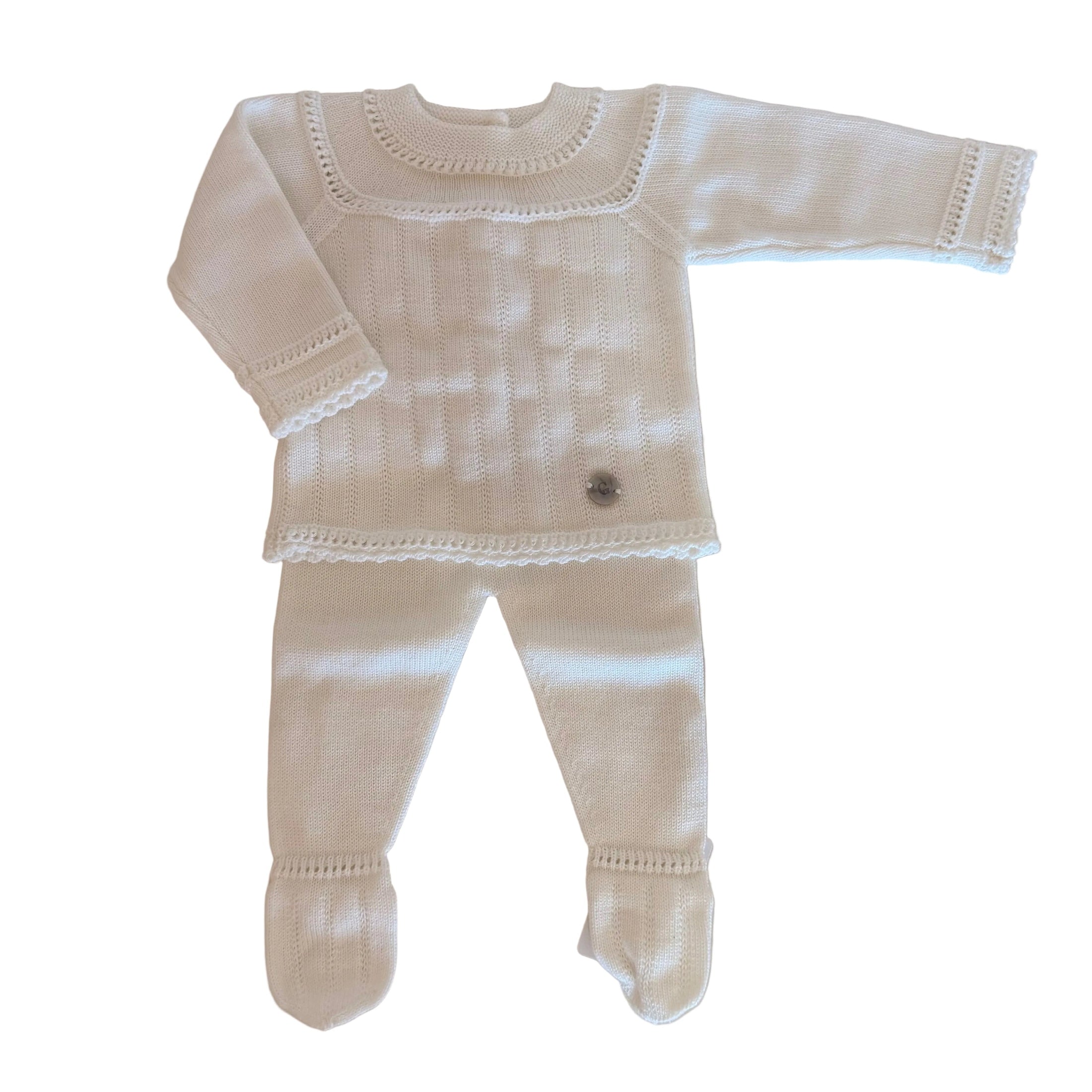 Baby 2-Piece Knitted Set – Long Sleeve and Footed Pants