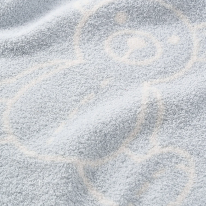 Pale Blue Teddy Bear Feather Knit Baby Blanket