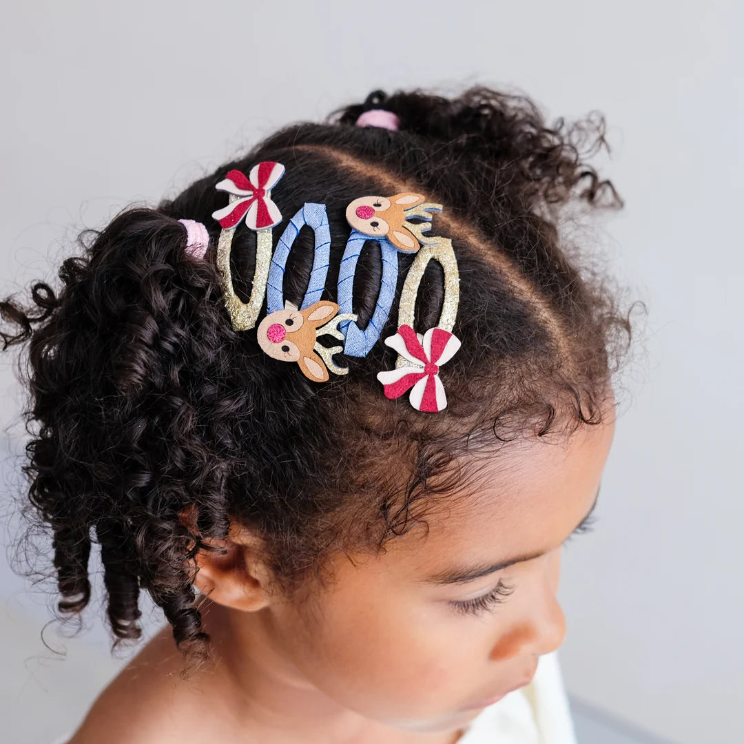 Rudolph And Bow Hair Clips