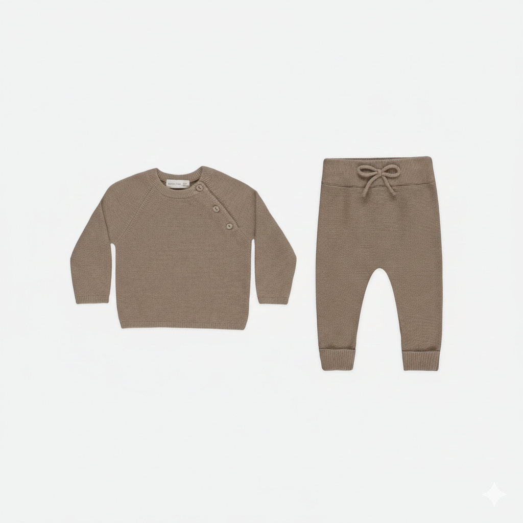 Baby 2-Piece  Brown Fine Knit Sweater and Pant Set