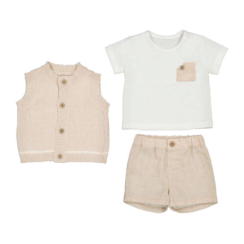 Baby Boy 3-Piece Plaid Vest & Shorts Set