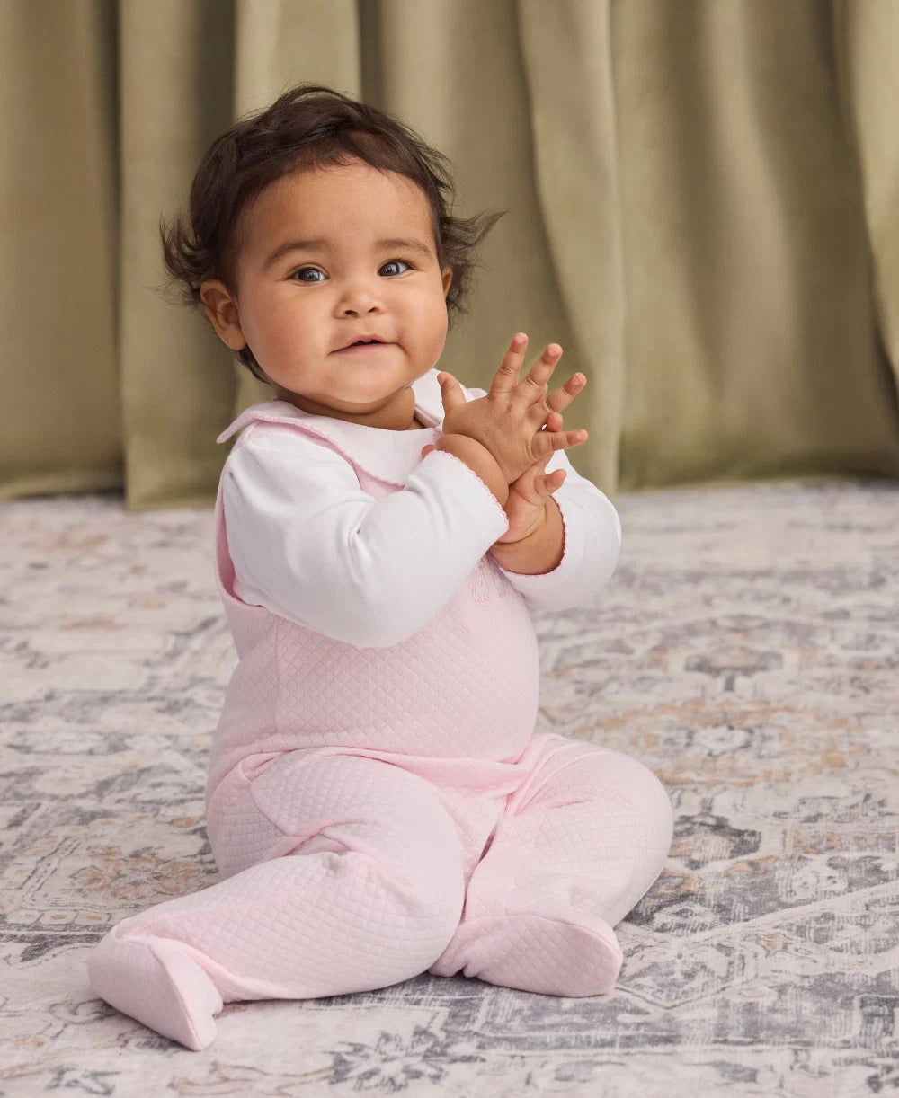 Jacquards Pink & White Overall Set