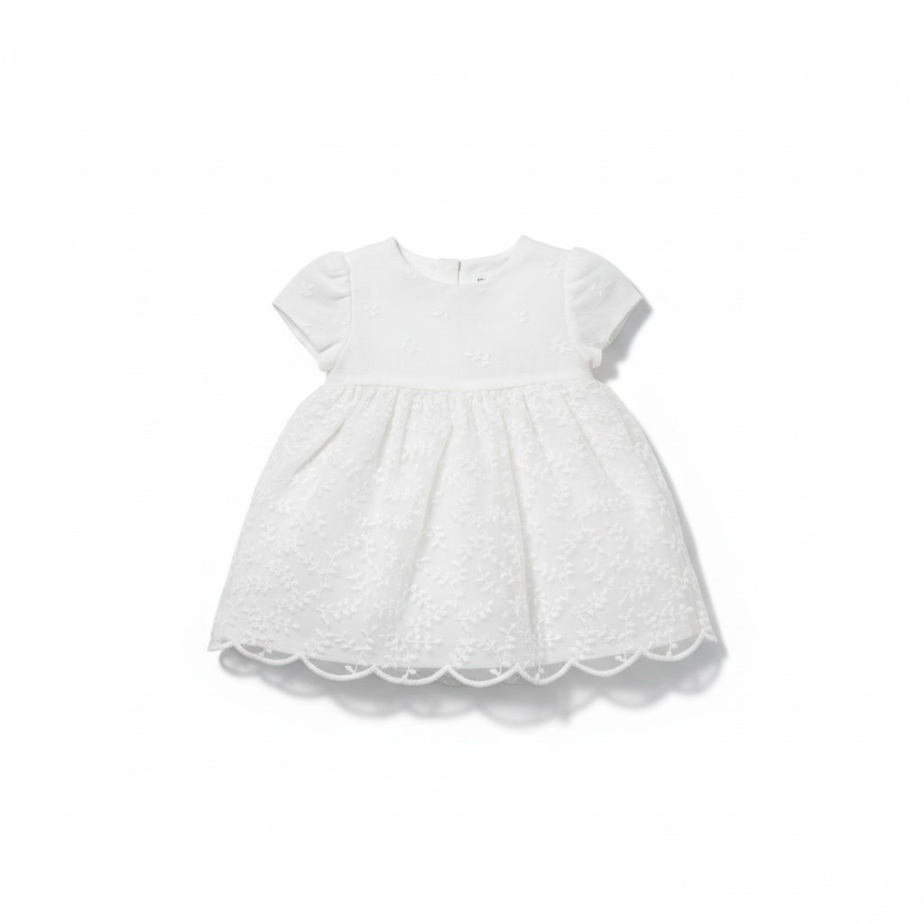 White Embroidered Linen Dress