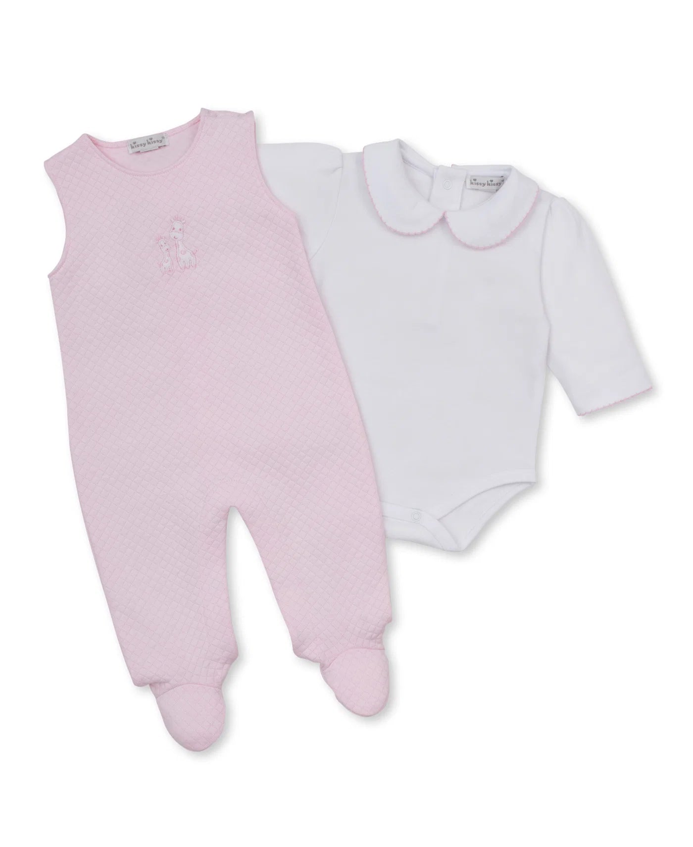 Jacquards Pink & White Overall Set