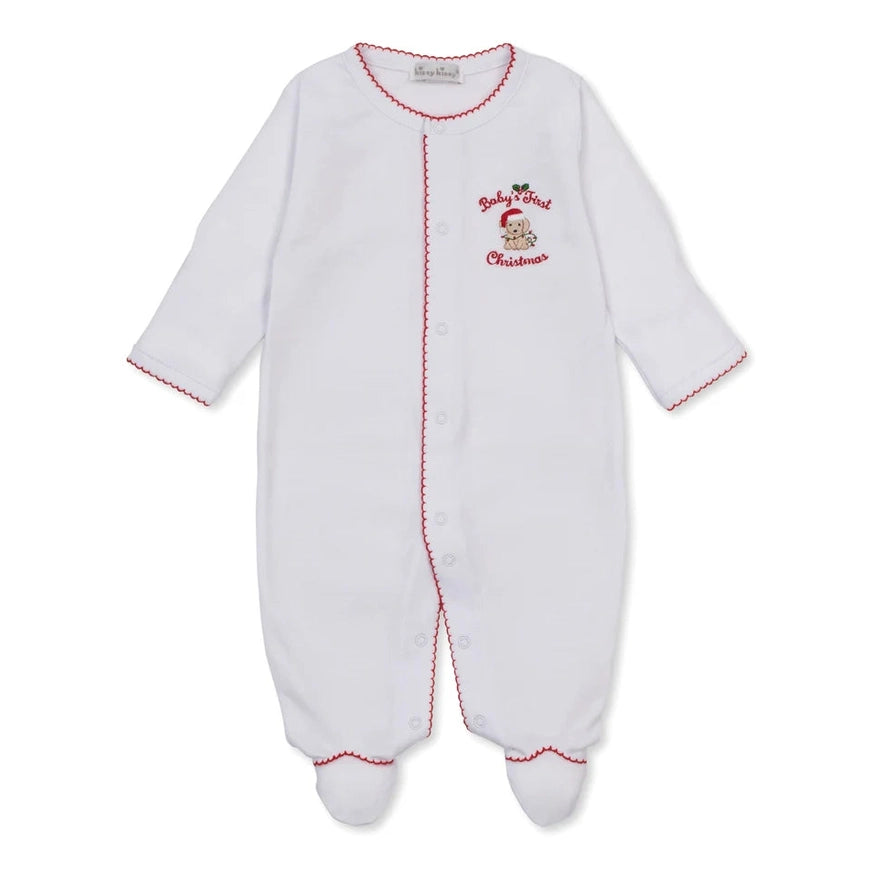 Baby's First Christmas Embroidered Pima Cotton Footie